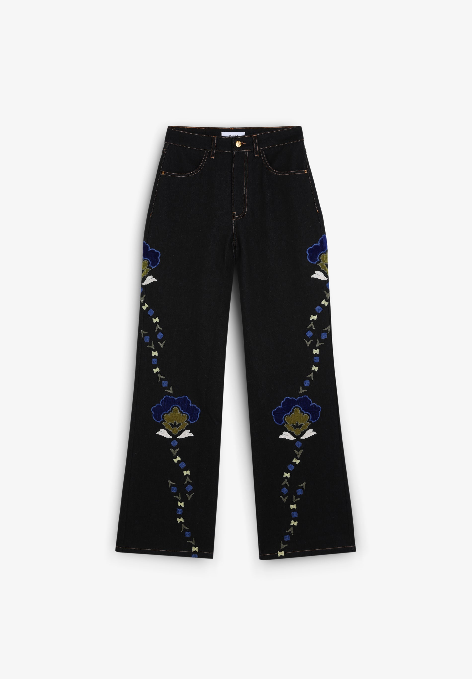 FLOWER EMB DENIM PANT