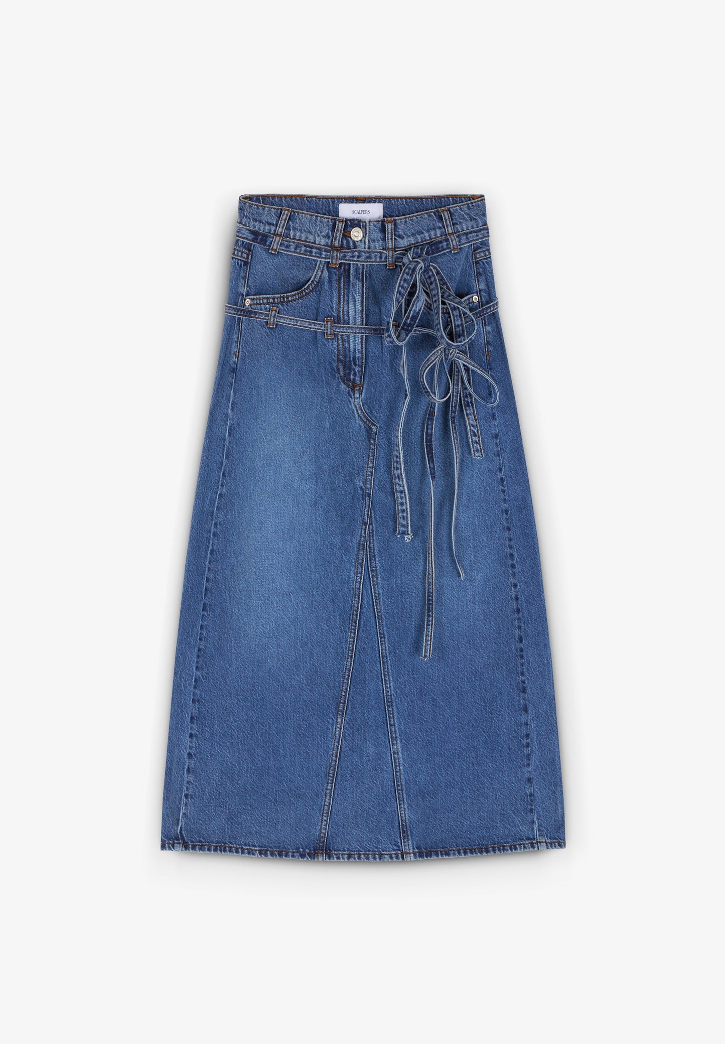 DENIM MIDI SKIRT WITH BOWS