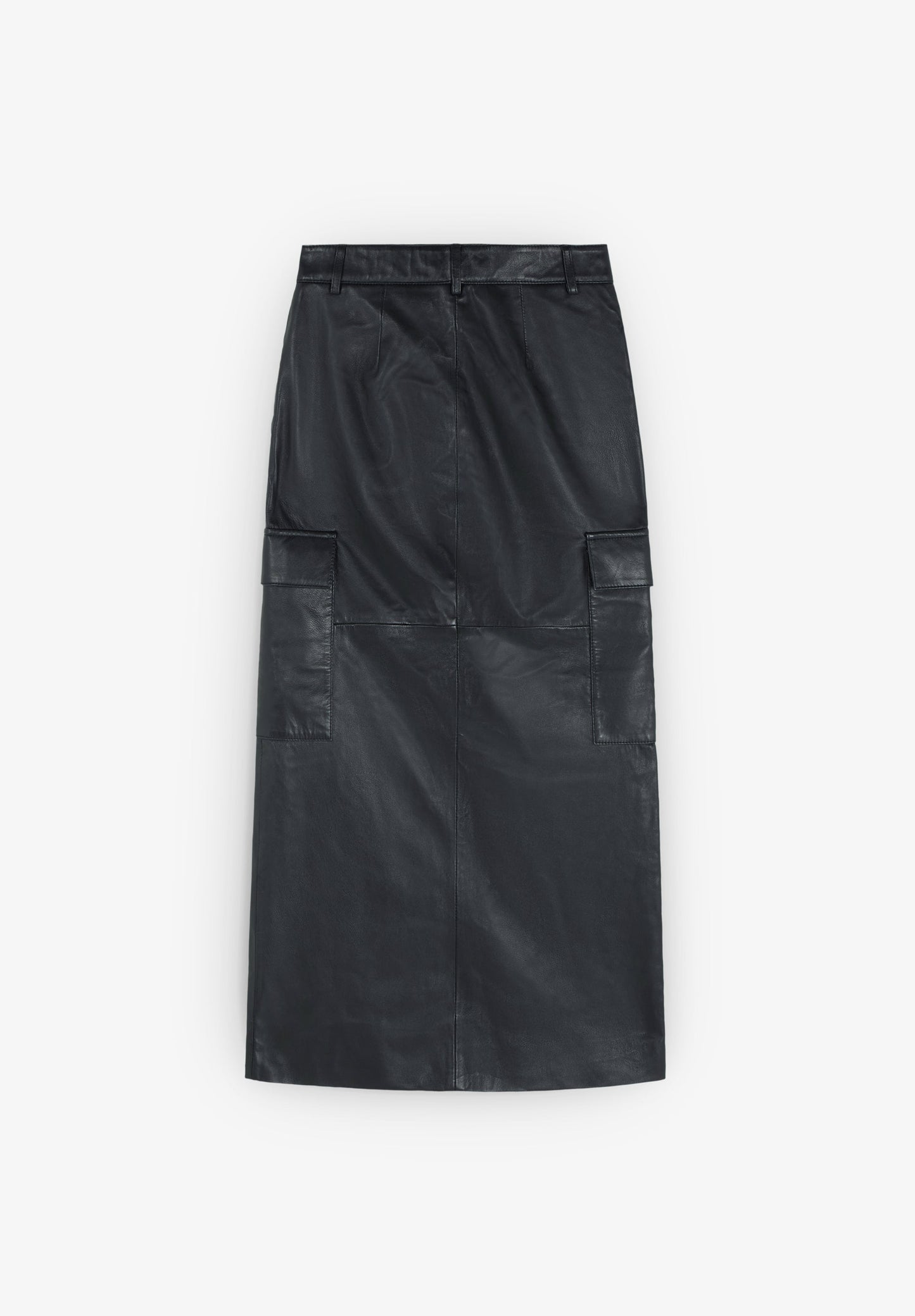 LEATHER CARGO MIDI SKIRT