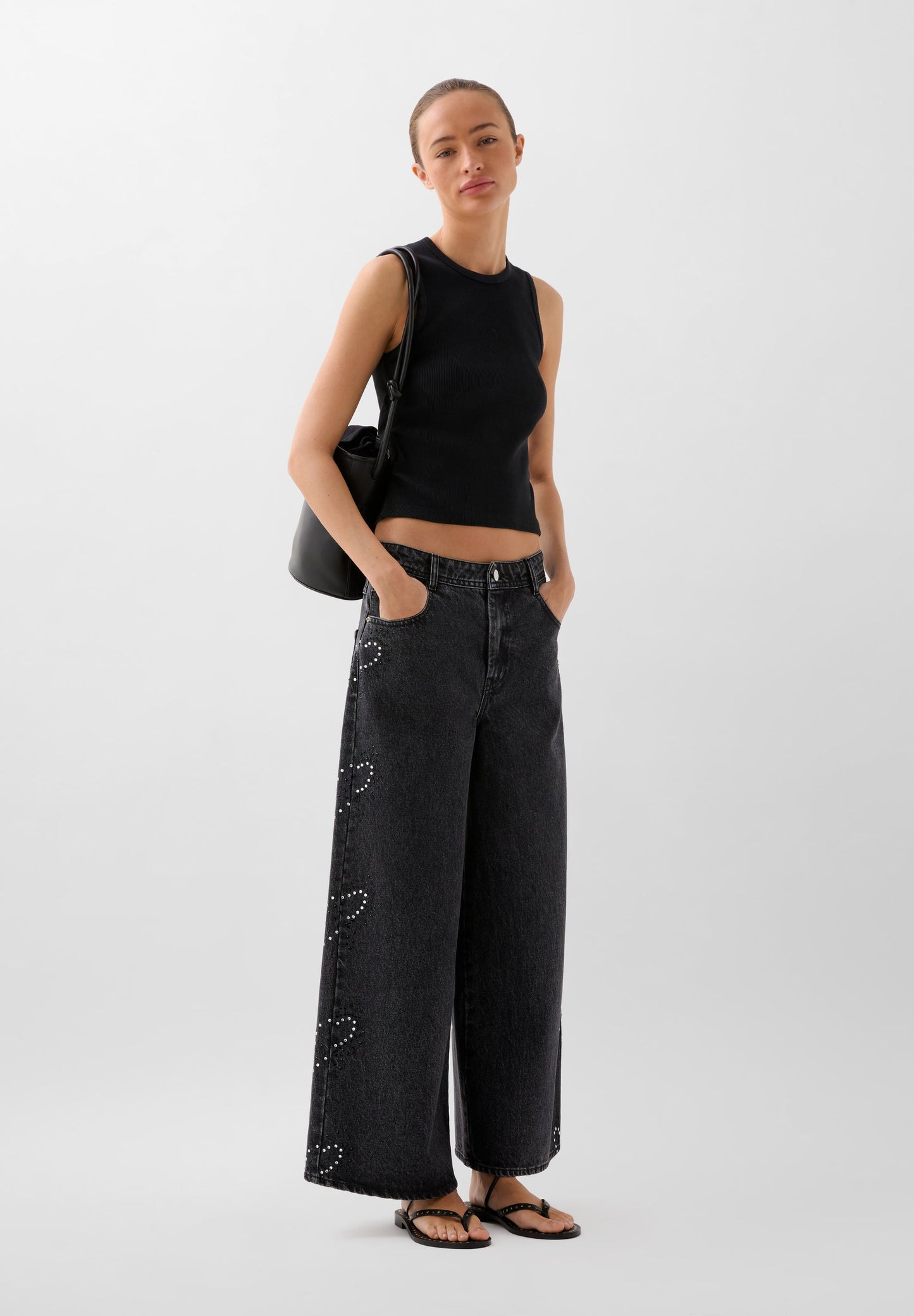 STUDS WAWES DENIM PANT