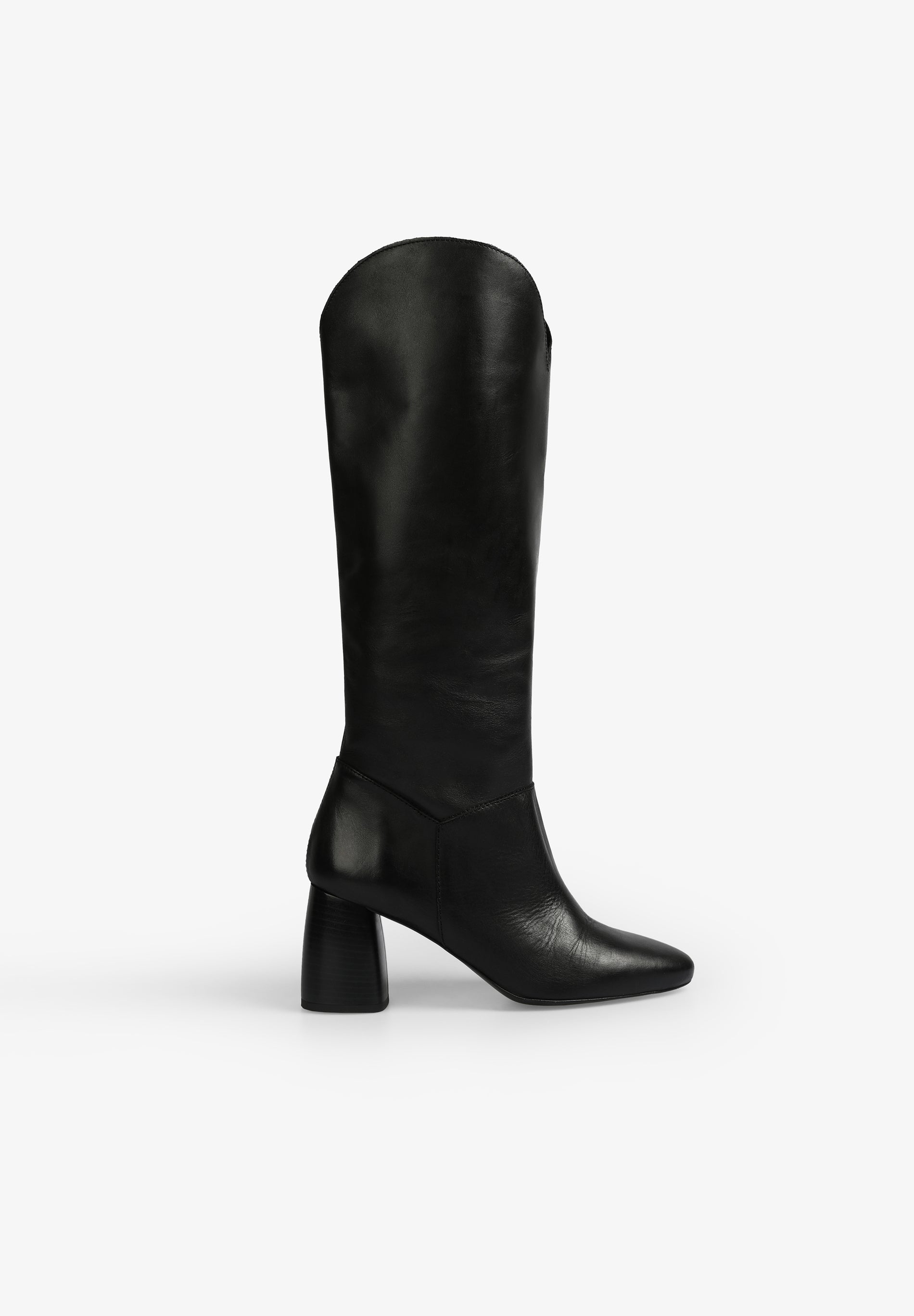 KNEE-HIGH LEATHER HIGH-HEELED BOOTS