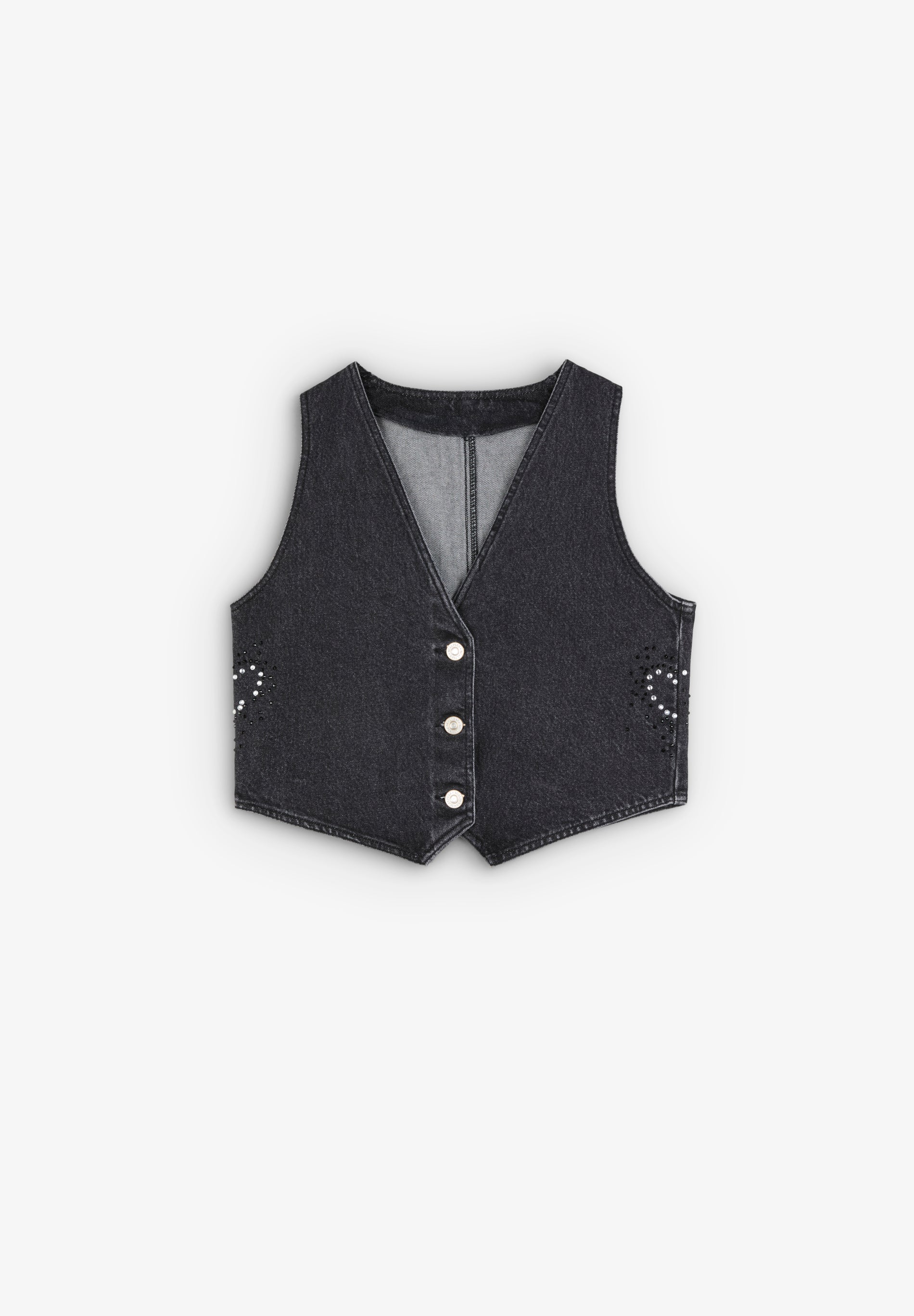 STUDS WAVY DENIM VEST