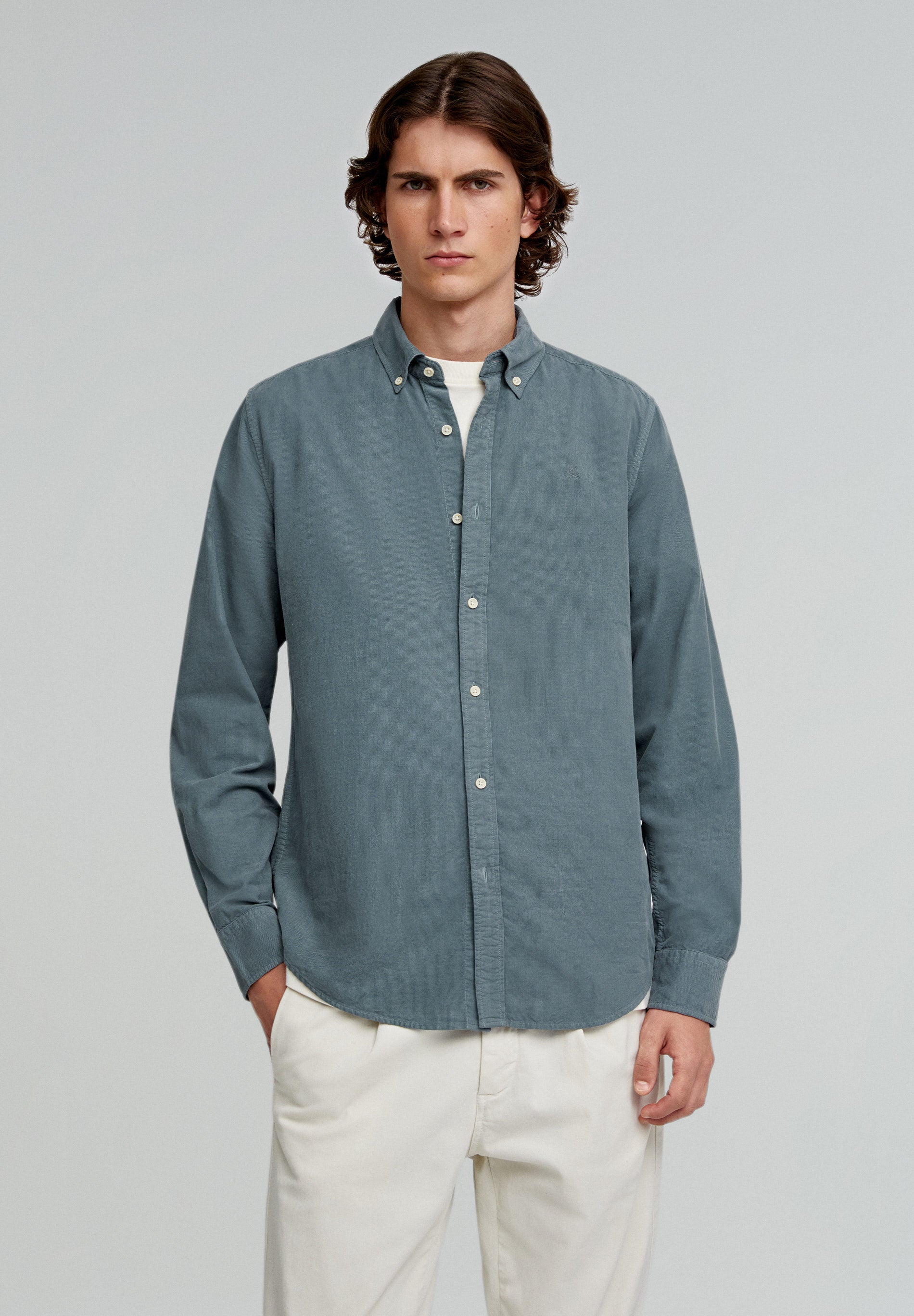 CORDUROY SHIRT WITH BUTTON-DOWN COLLAR