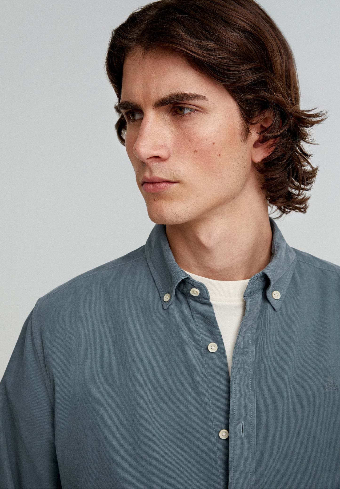 CORDUROY SHIRT WITH BUTTON-DOWN COLLAR