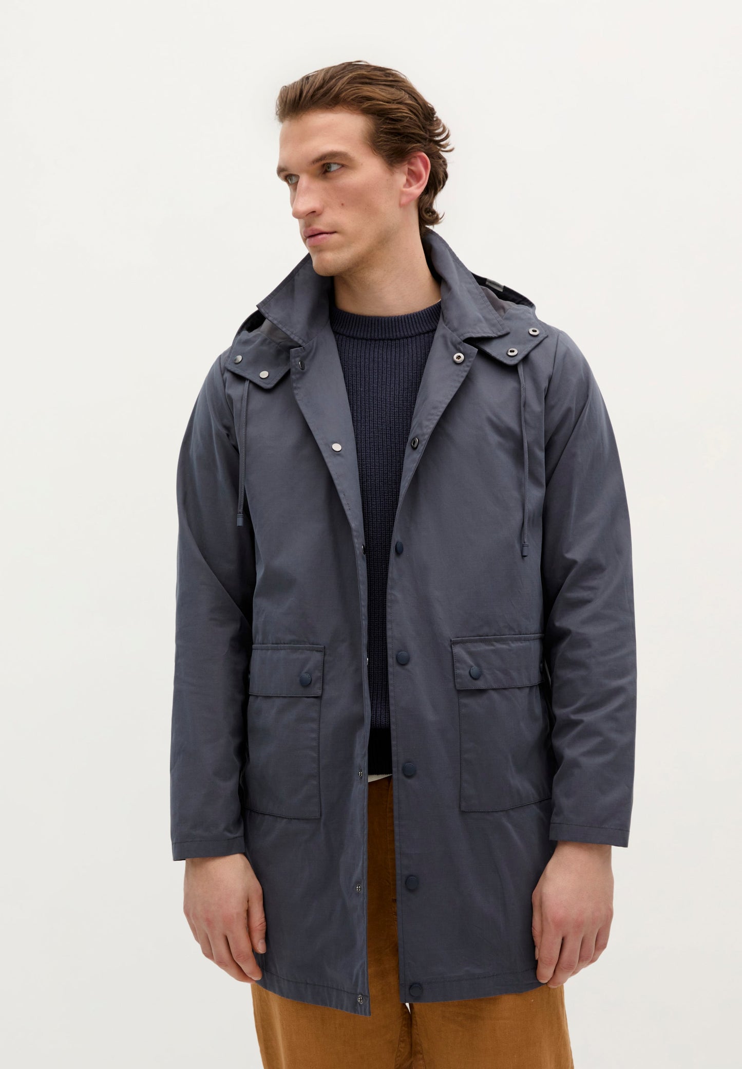 TRENCH COAT PARKA WITH A DETACHABLE HOOD