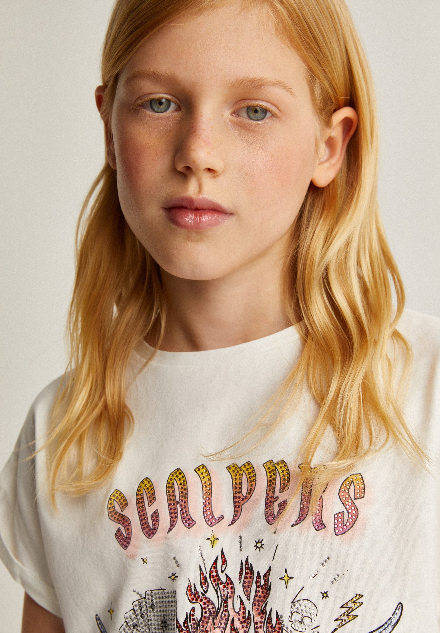 LOGO PRINT AND CRYSTALS T-SHIRT