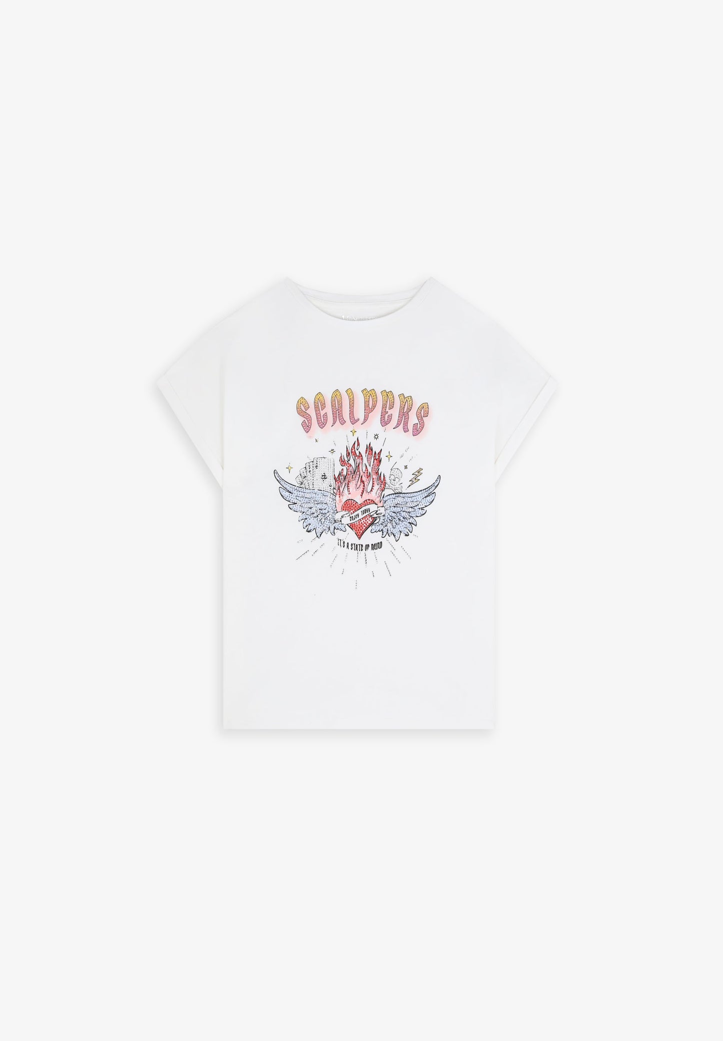 LOGO PRINT AND CRYSTALS T-SHIRT