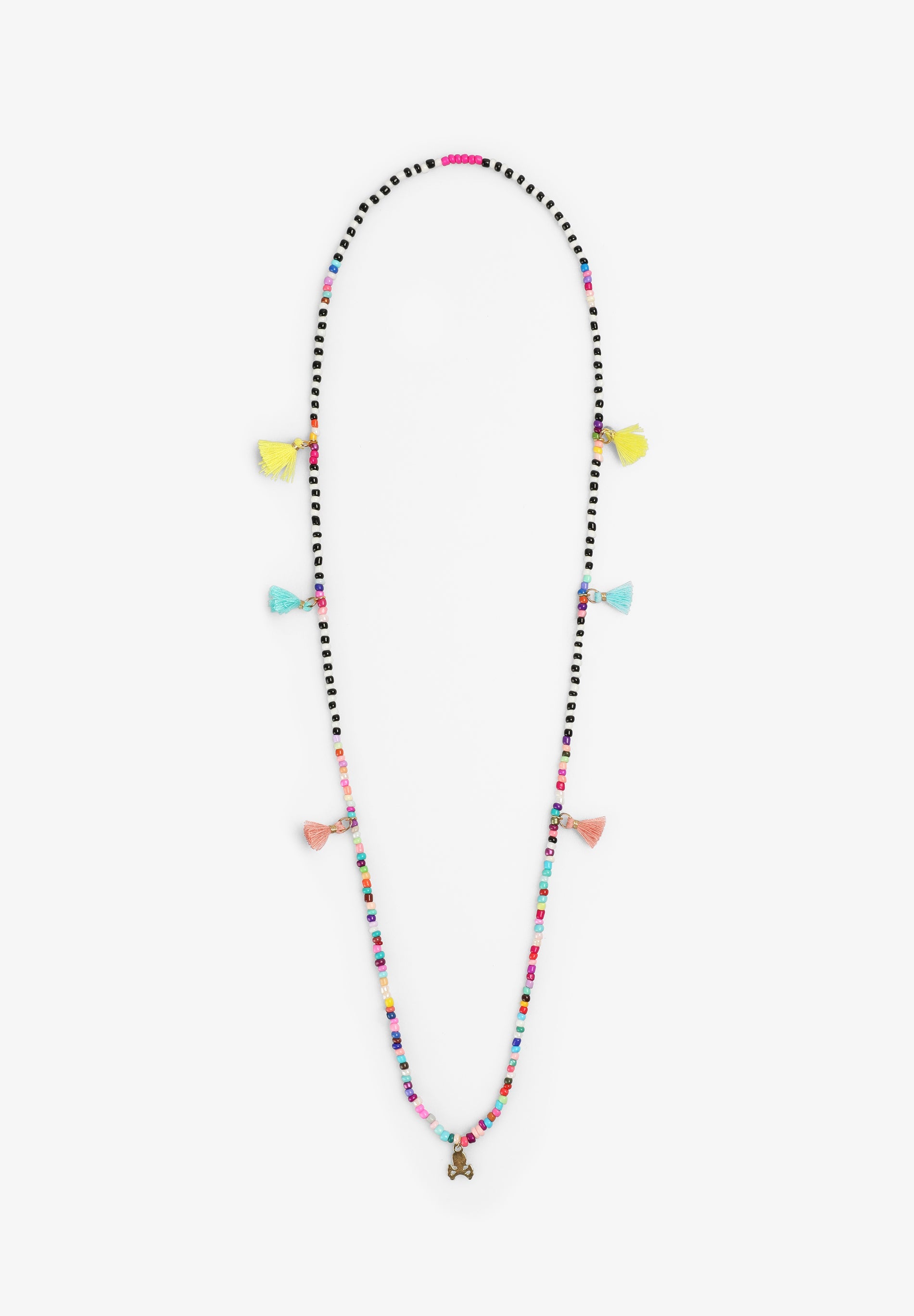 FRINGING AND SKULL BEAD NECKLACE