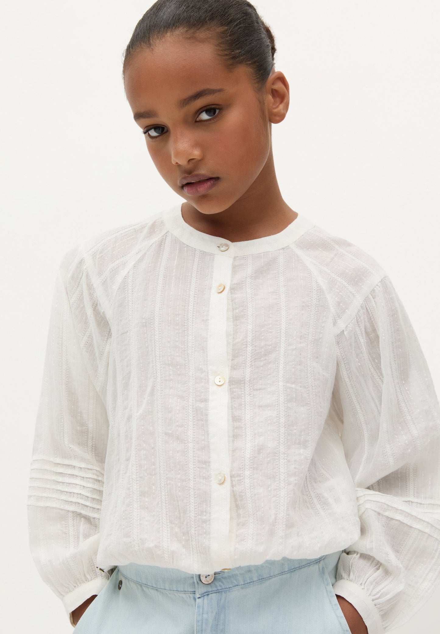 BLOUSE WITH STAND-UP COLLAR