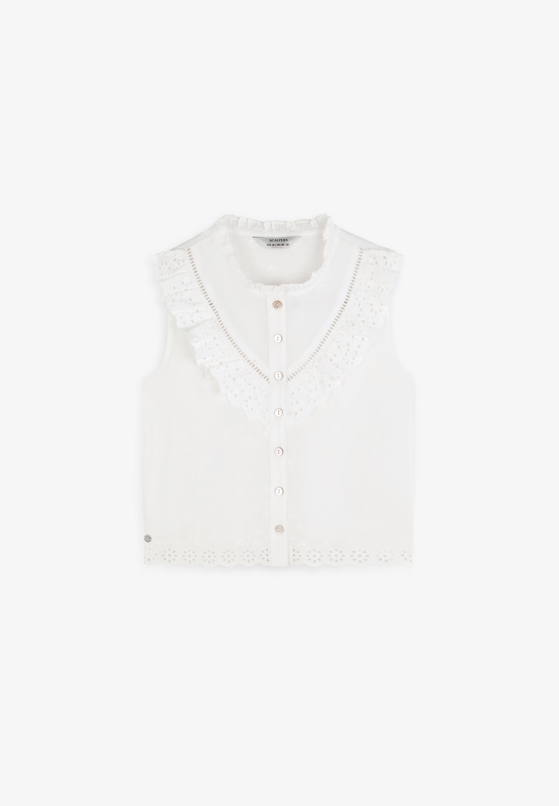 BLOUSE WITH EMBROIDERED RUFFLE DETAIL