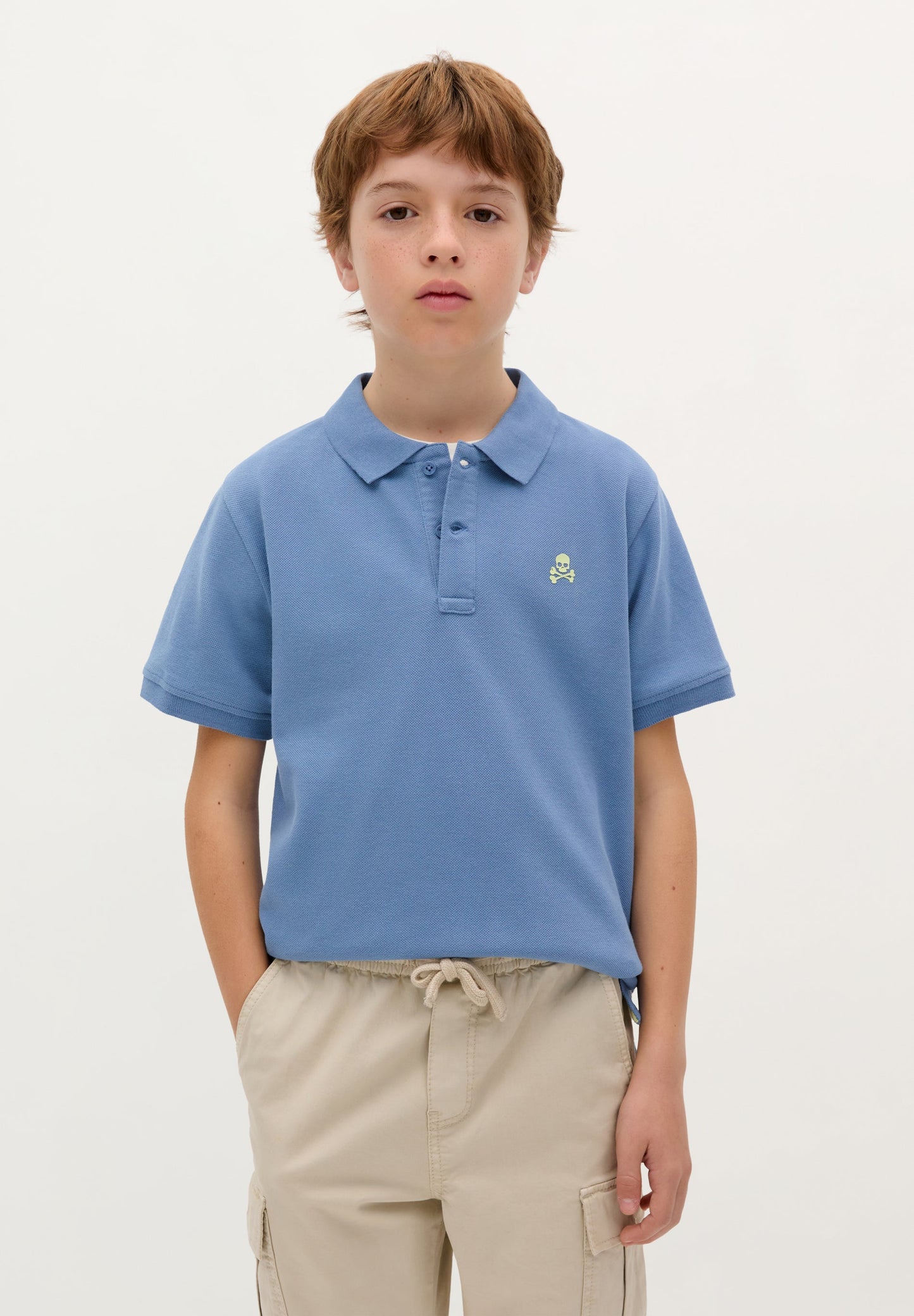BASIC POLO SHIRT WITH SKULL DETAIL