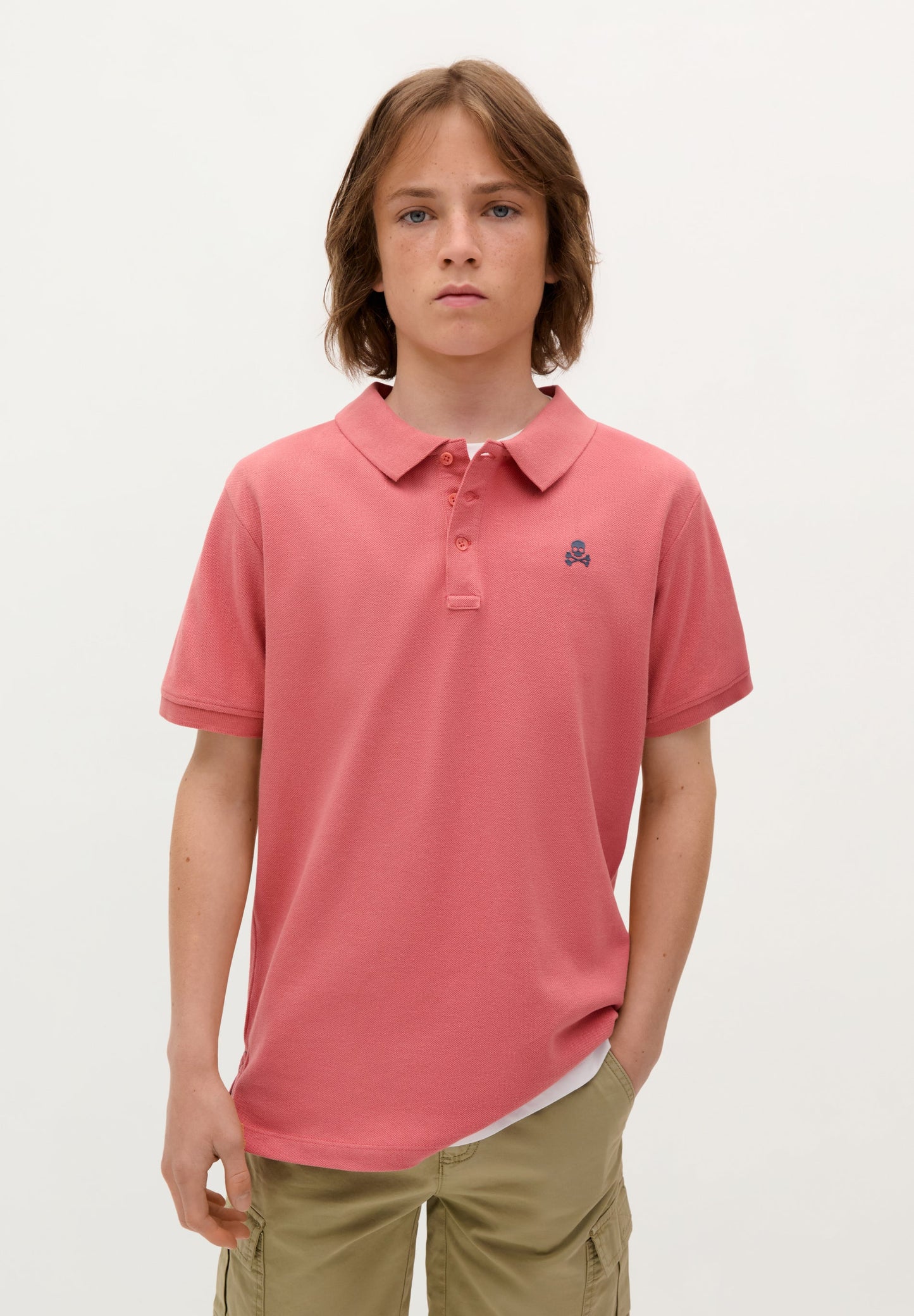 BASIC POLO SHIRT WITH SKULL DETAIL