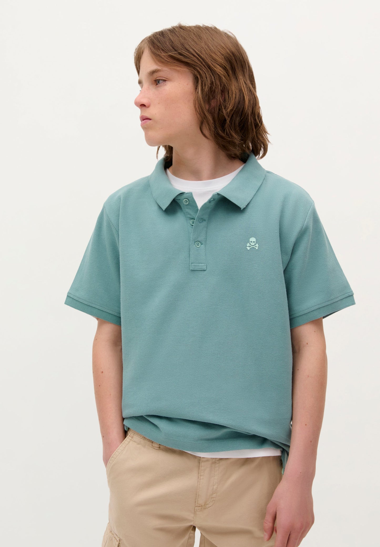 BASIC POLO SHIRT WITH SKULL DETAIL