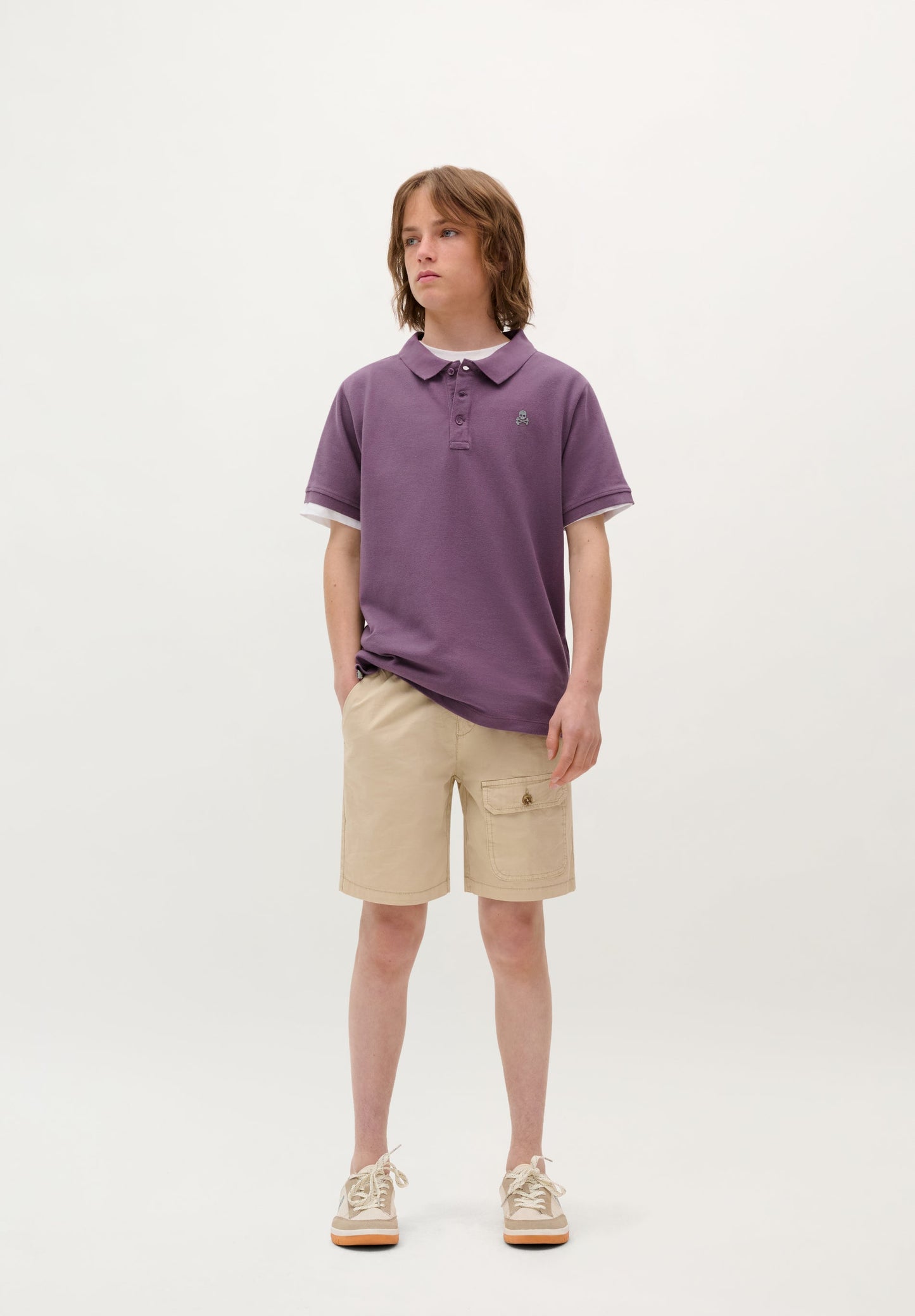 BASIC POLO SHIRT WITH SKULL DETAIL