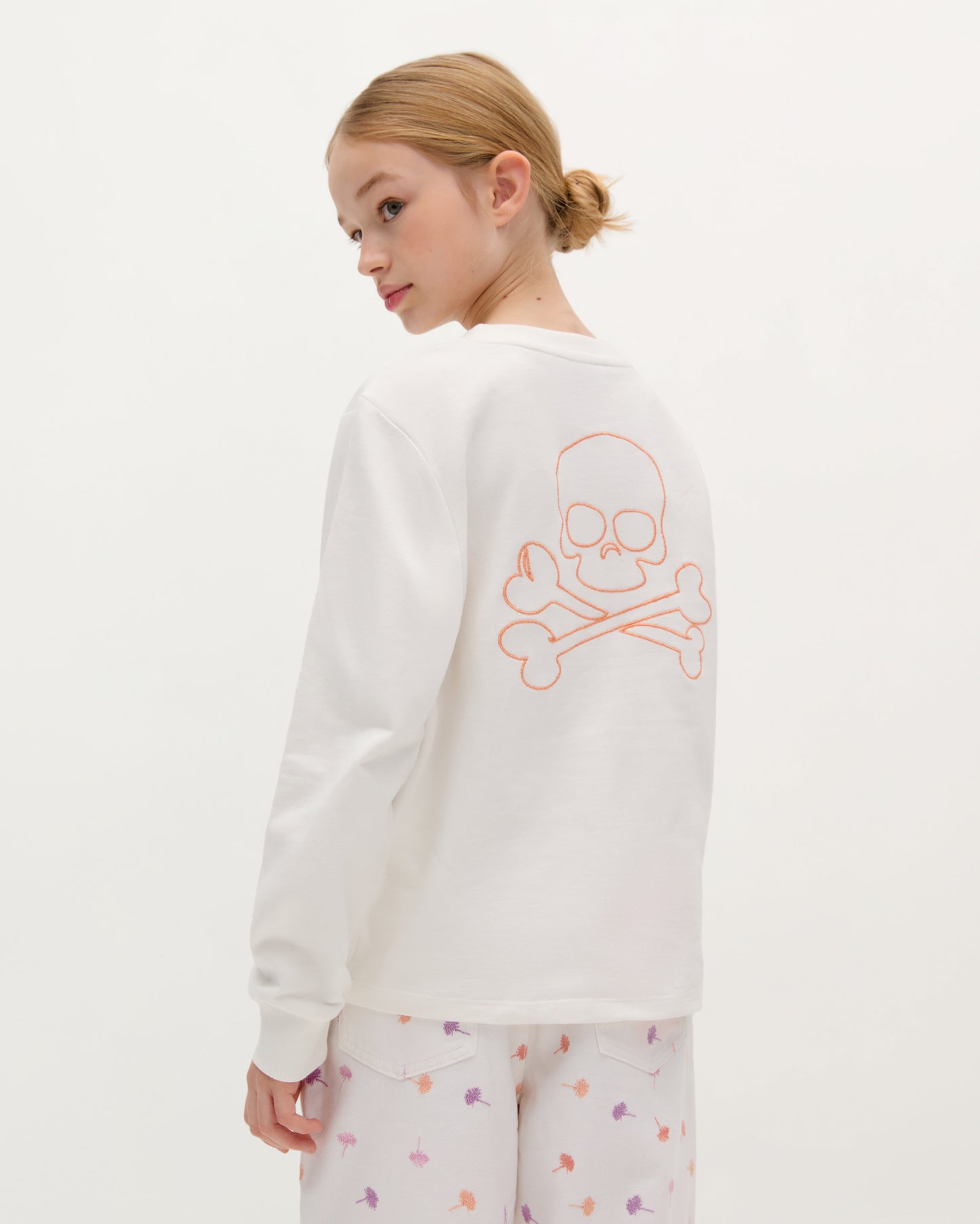 RUCHED SWEATSHIRT WITH BACK SKULL