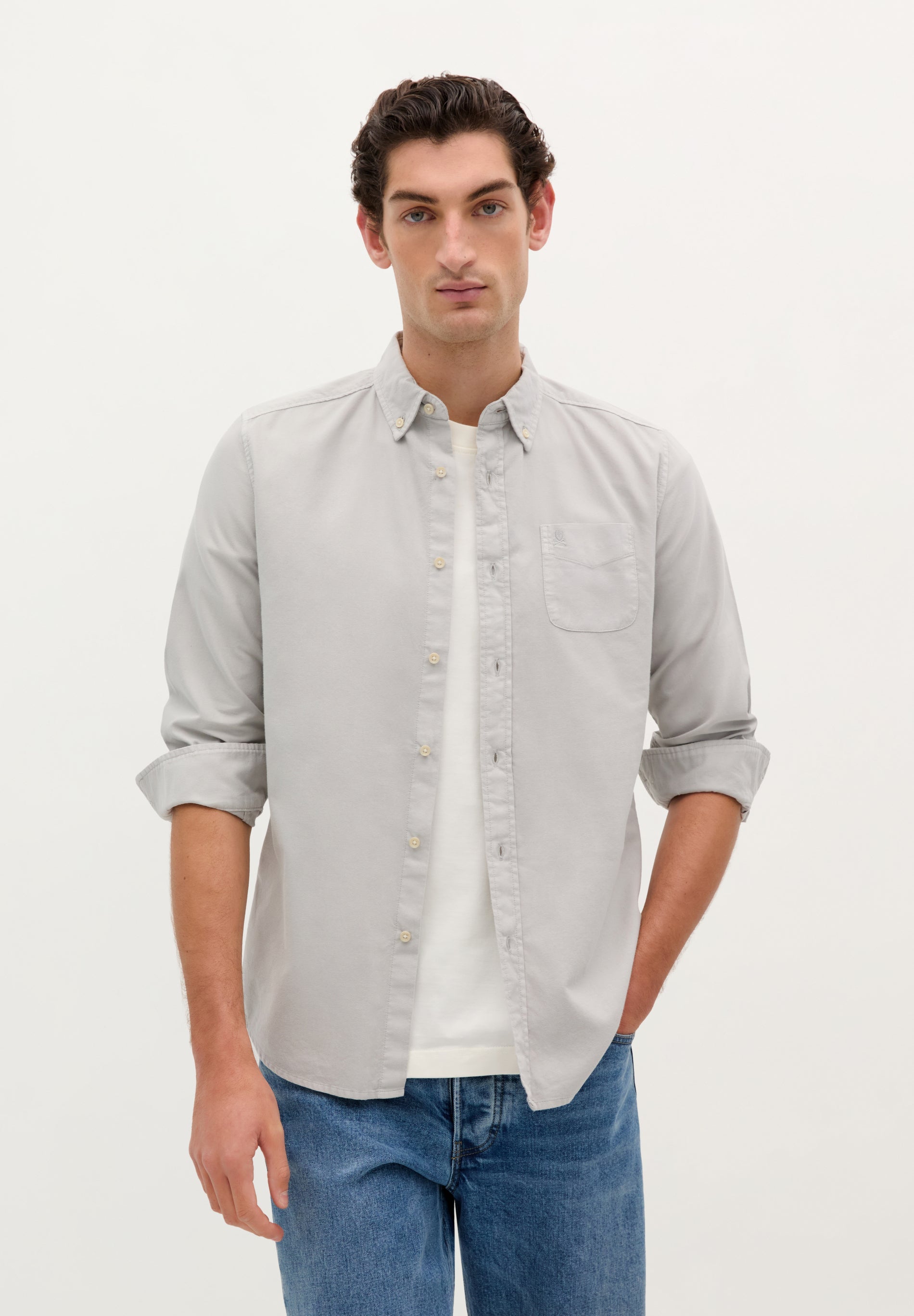 BUTTON COLLAR SKULL SHIRT