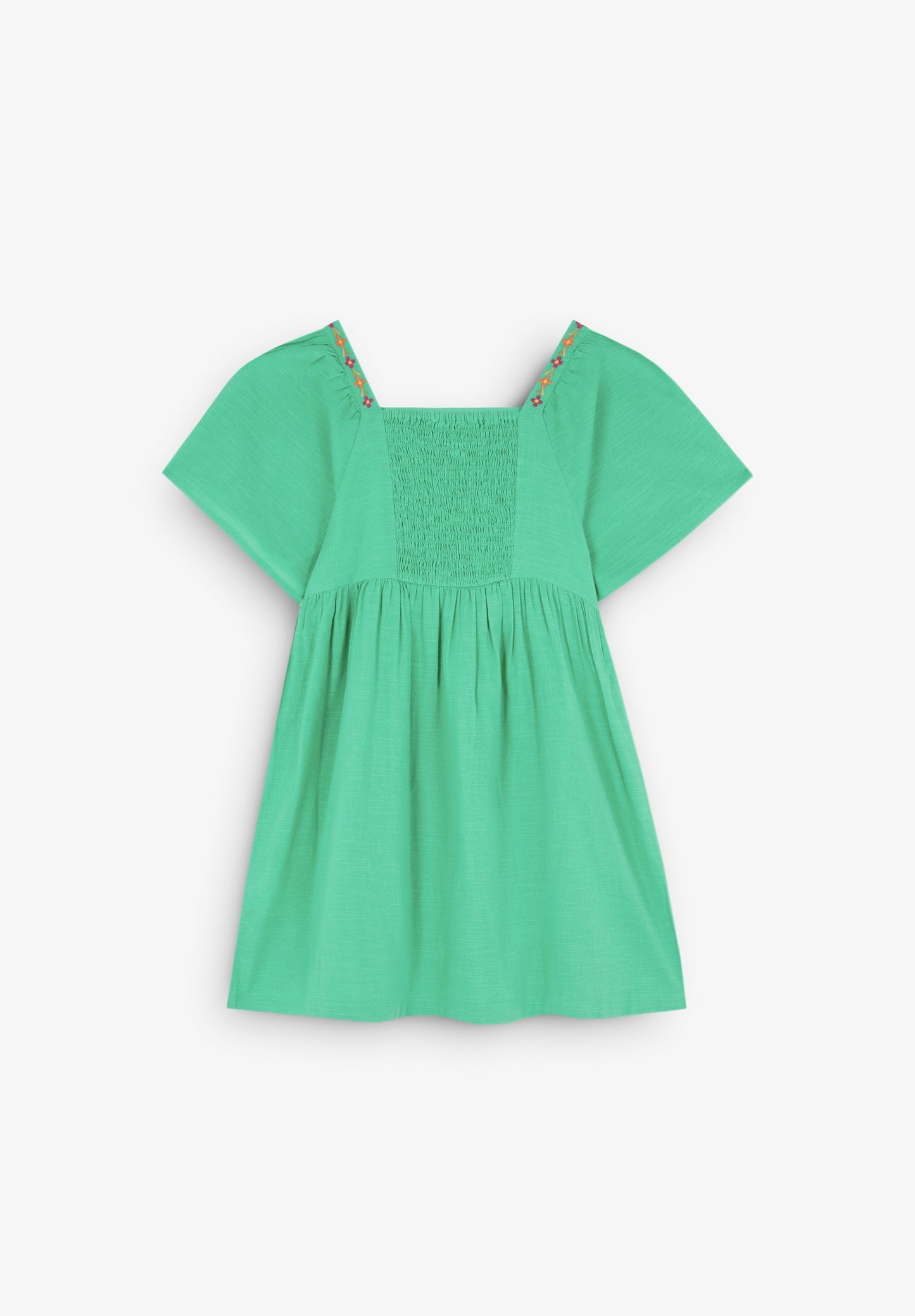 EMBROIDERED FLOWERS COTTON DRESS