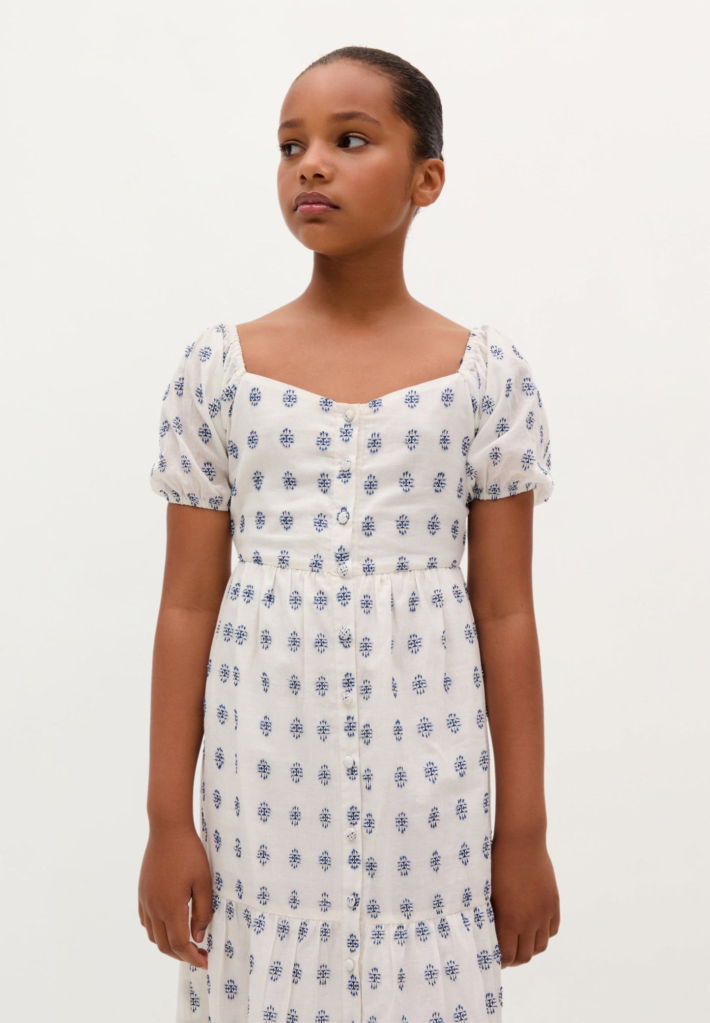 PUFF SLEEVE MIDI DRESS