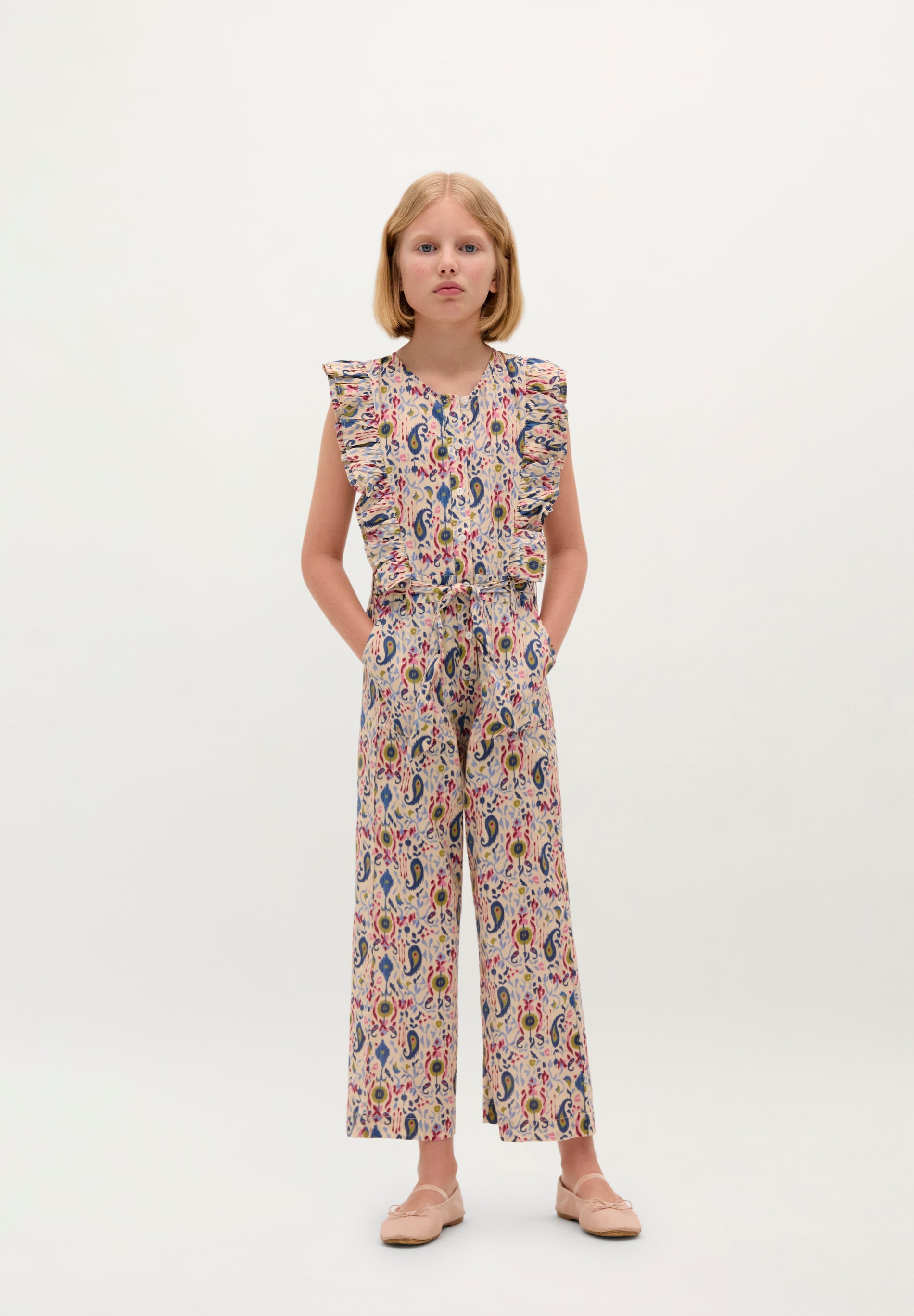 PRINTED JUMPSUIT WITH RUFFLE