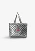 QUILTED METALLIC TOTE BAG