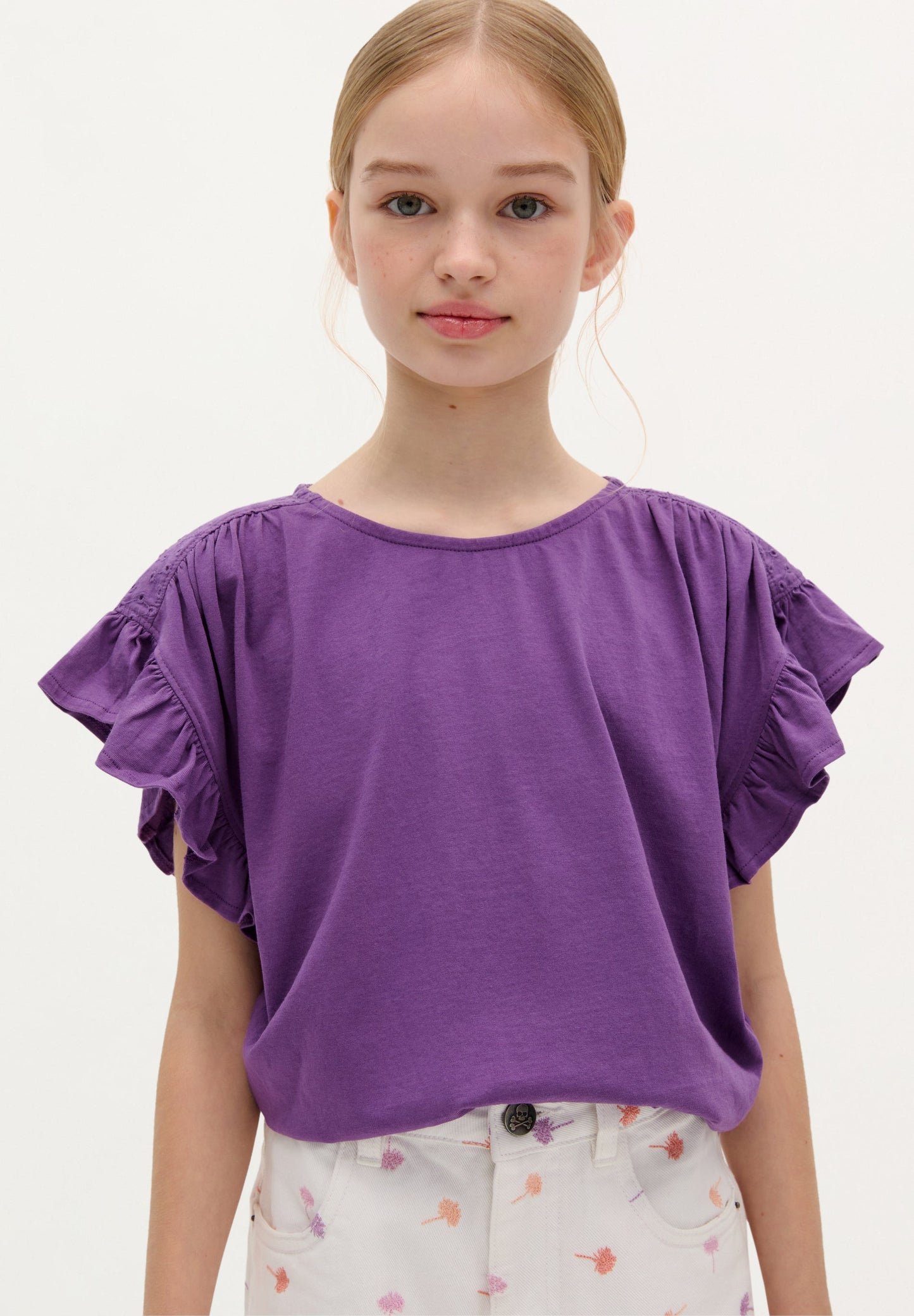 RUFFLE SLEEVE T-SHIRT