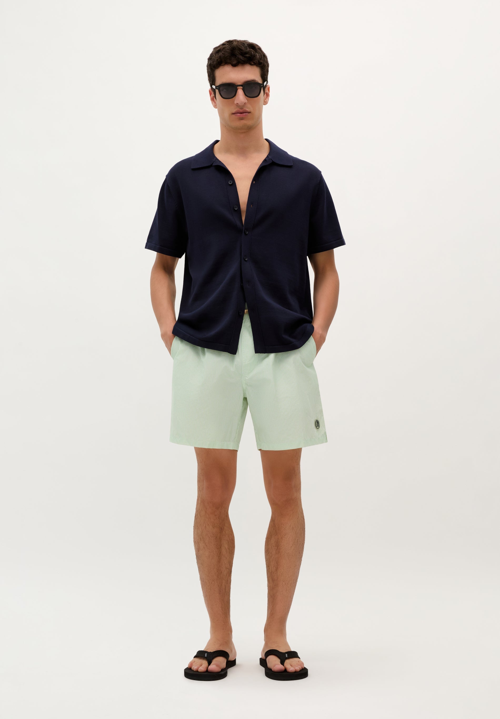 STRIPE PRINT SWIMMING TRUNKS