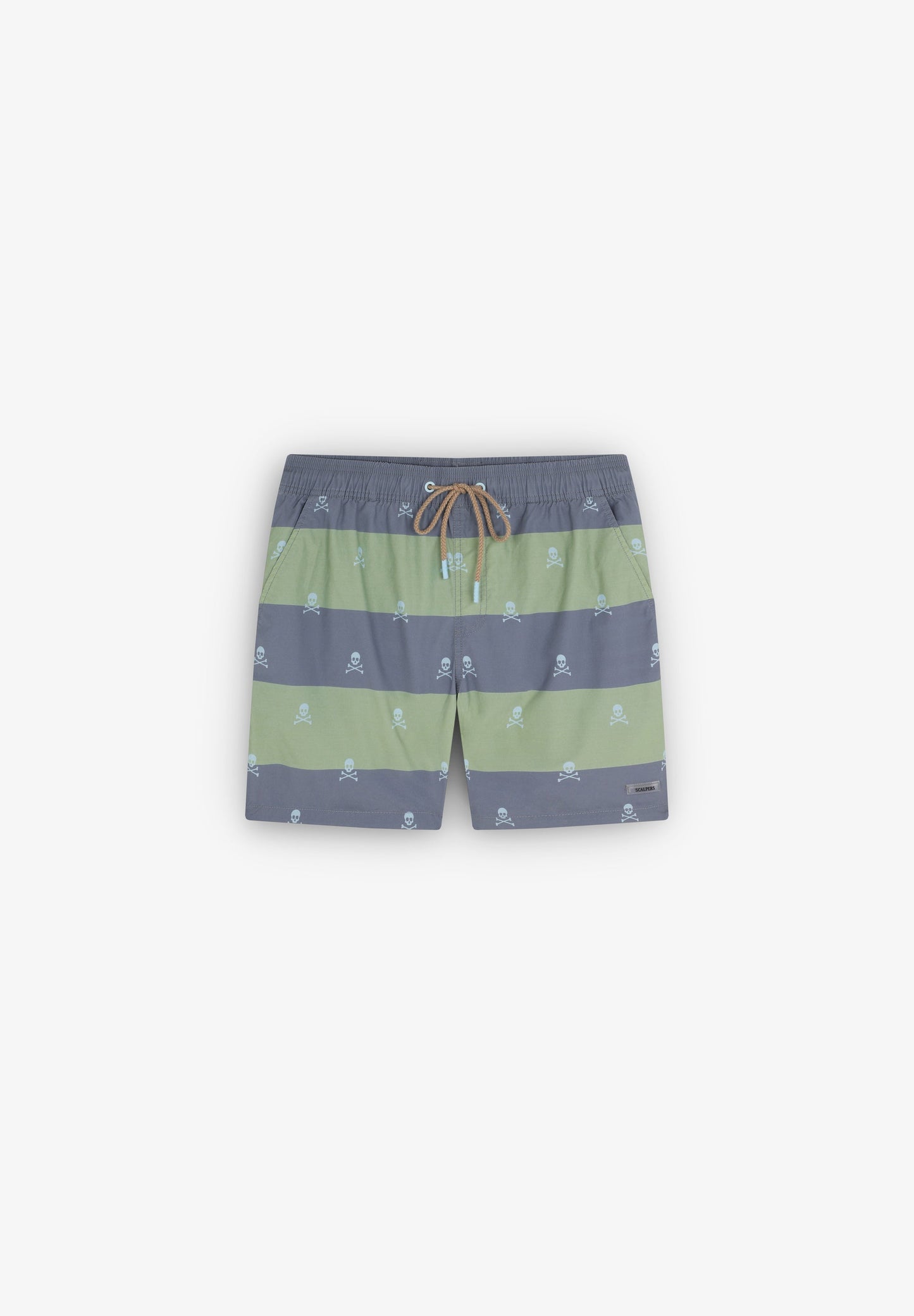SWIMMING TRUNKS WITH STRIPES AND SKULL