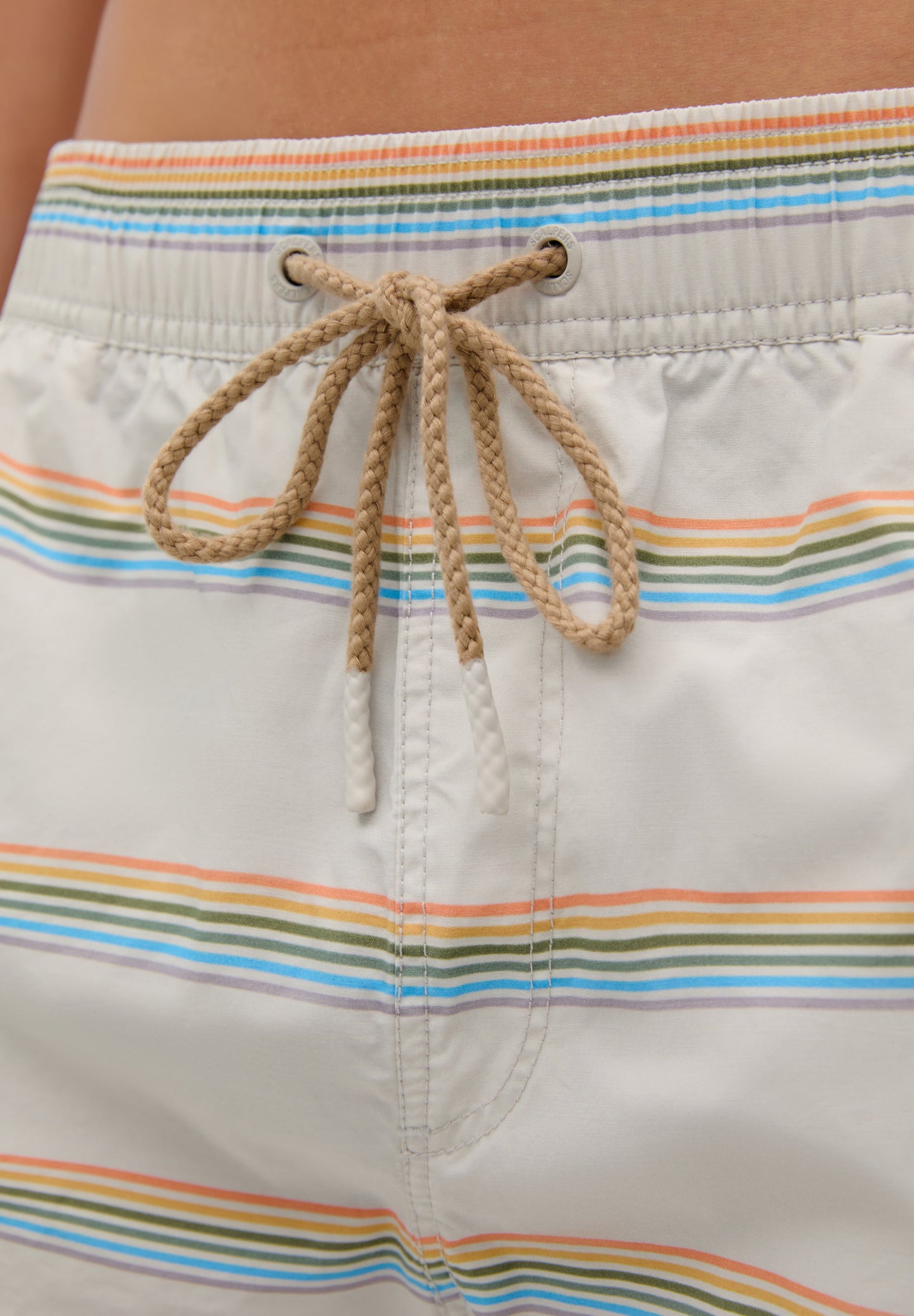 SWIMMING TRUNKS WITH STRIPES AND SUNSET