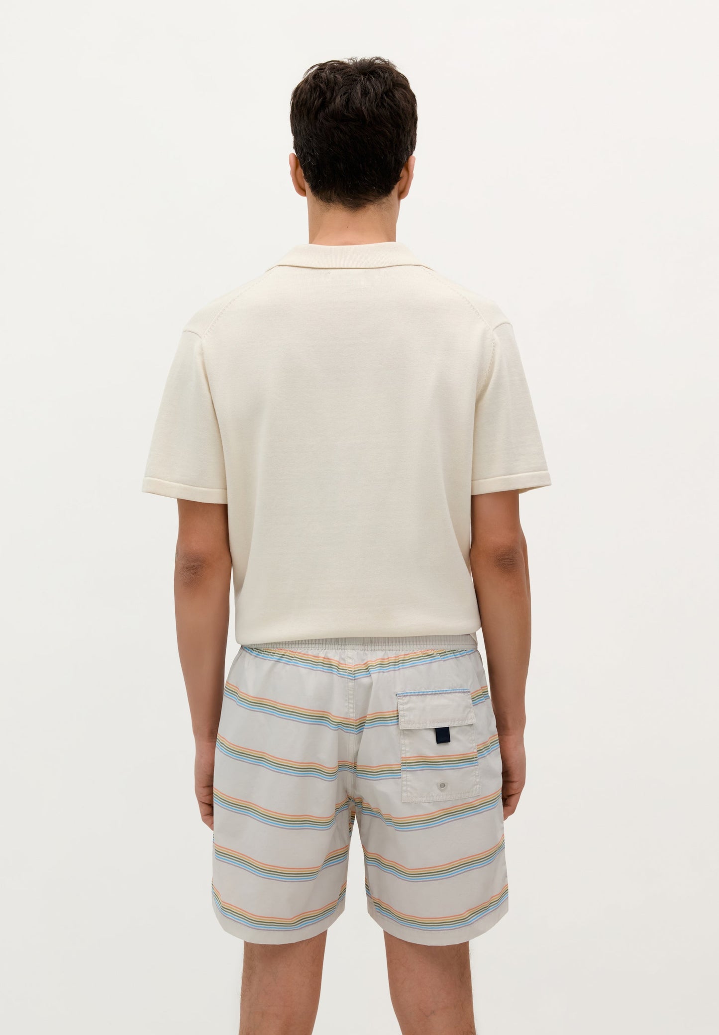 SWIMMING TRUNKS WITH STRIPES AND SUNSET