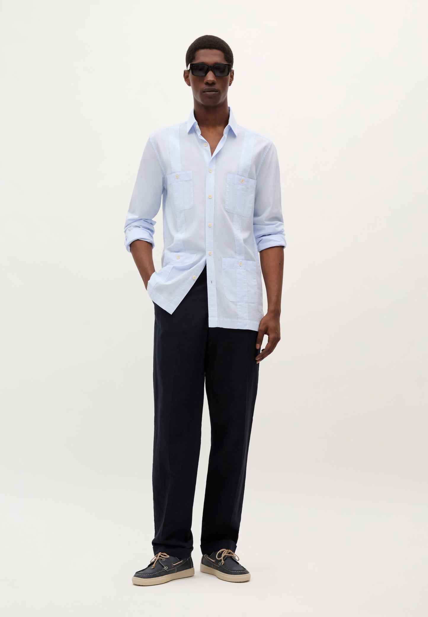 LINEN SAFARI SHIRT WITH POCKETS