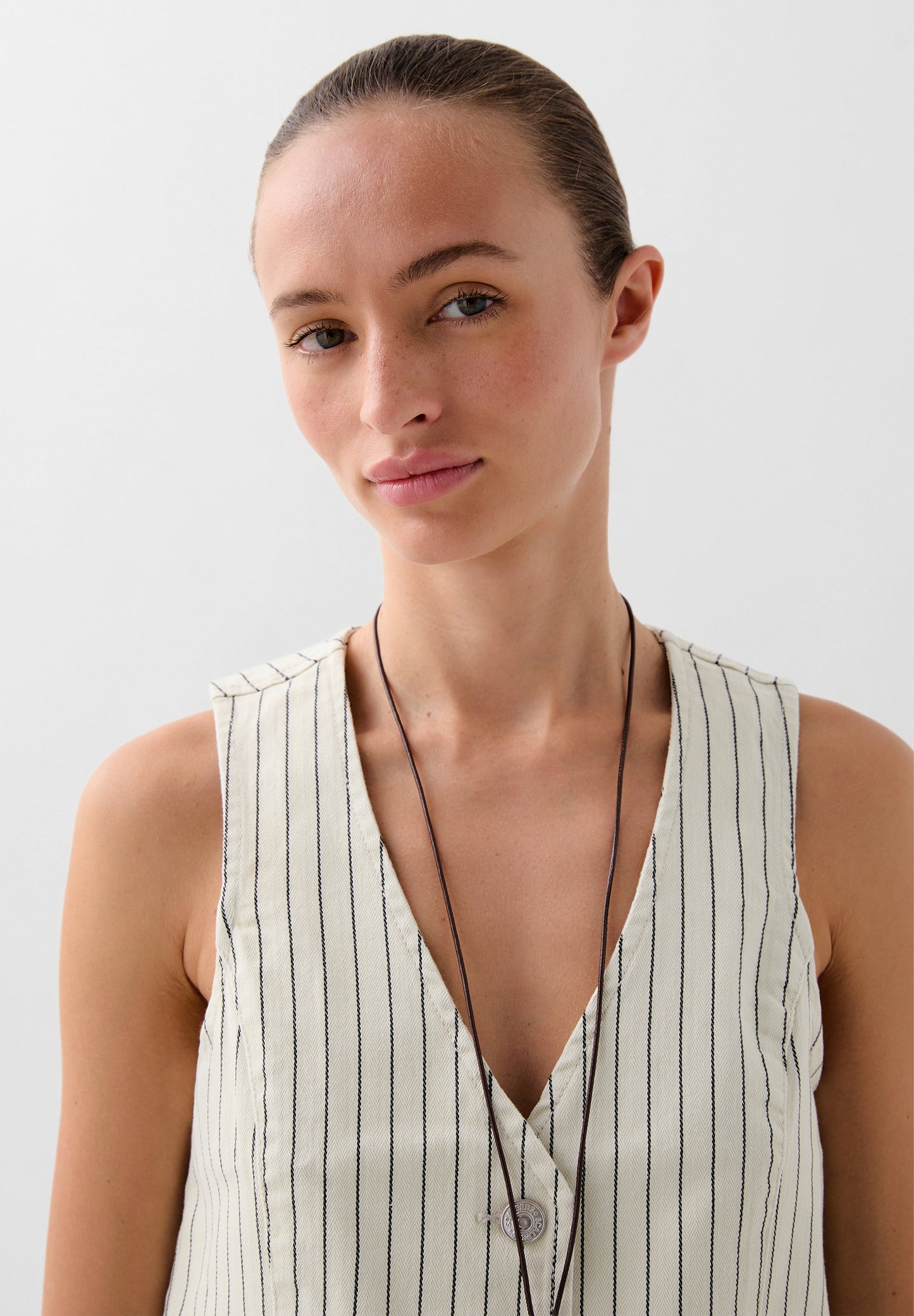 STRIPED DENIM WAISTCOAT