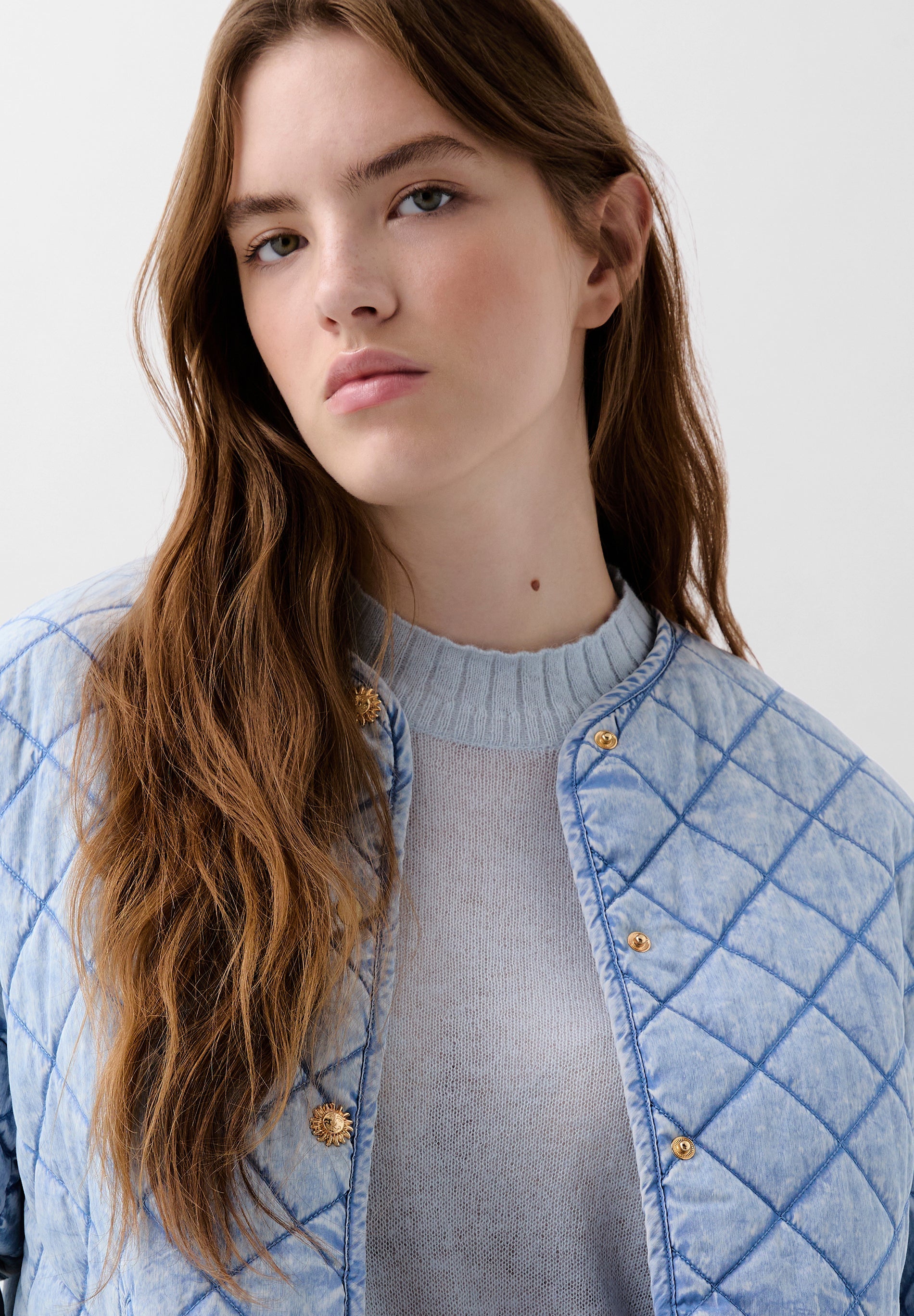 DIAMOND TEXTURED WEAVE PUFFER JACKET