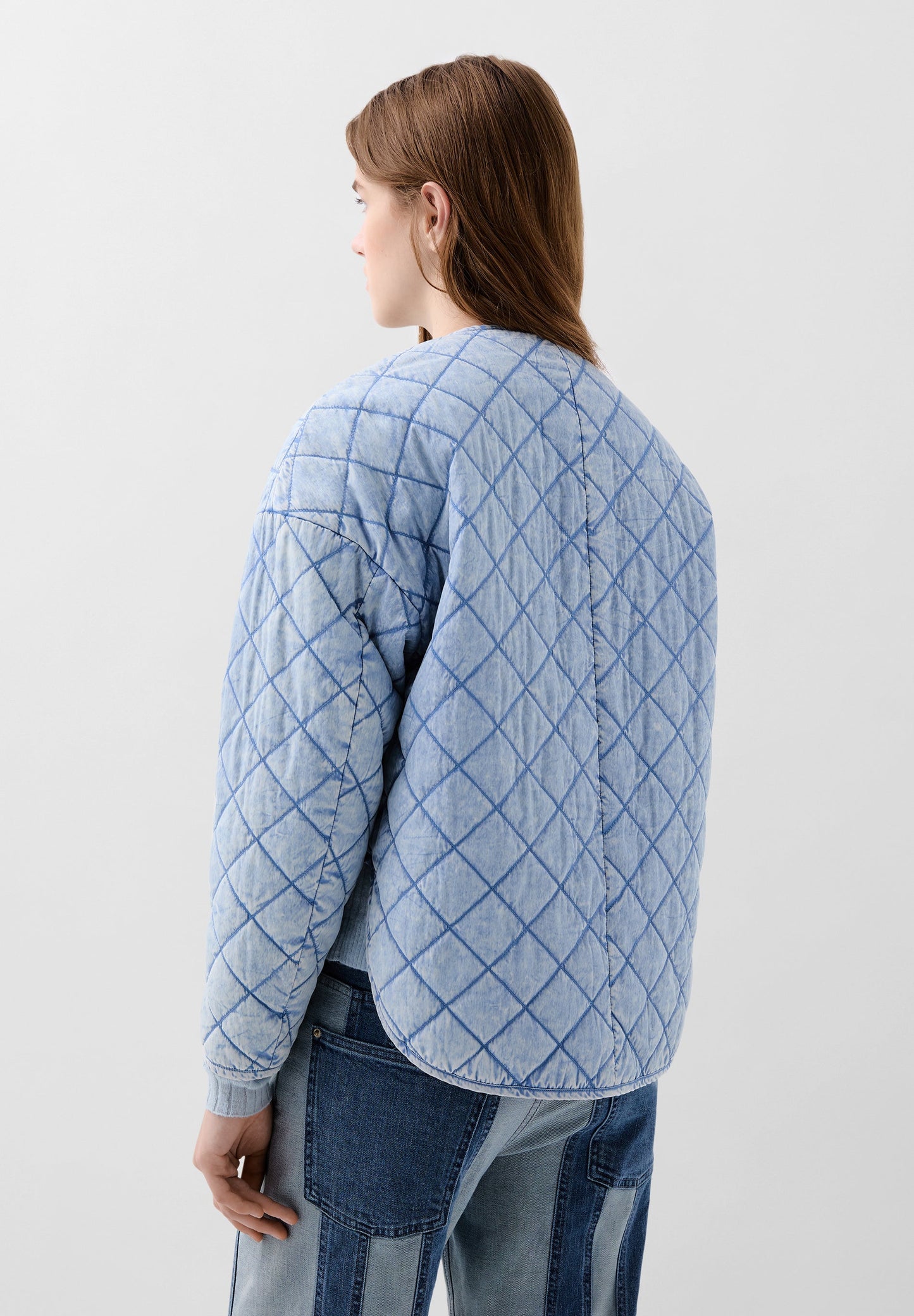 DIAMOND TEXTURED WEAVE PUFFER JACKET