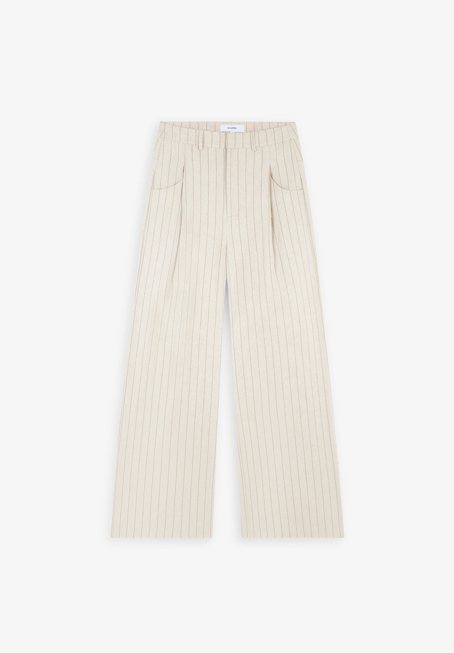 STRIPED TROUSERS WITH DARTS AND POCKETS