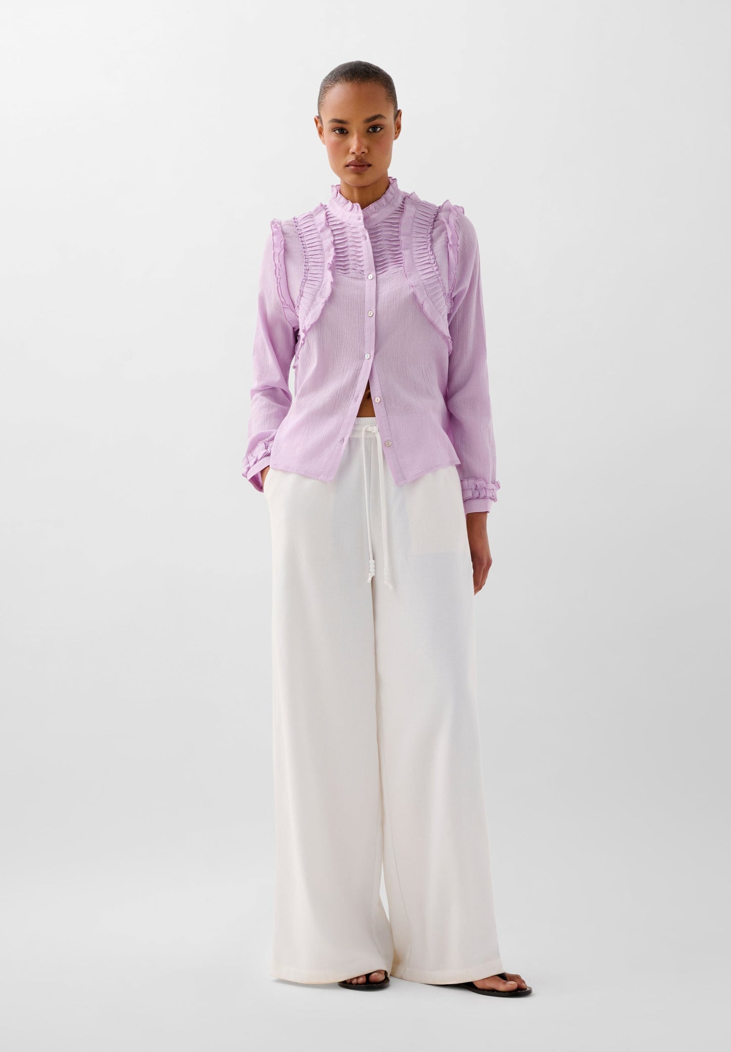 SHIRT WITH PLEATED GATHERED DETAILS