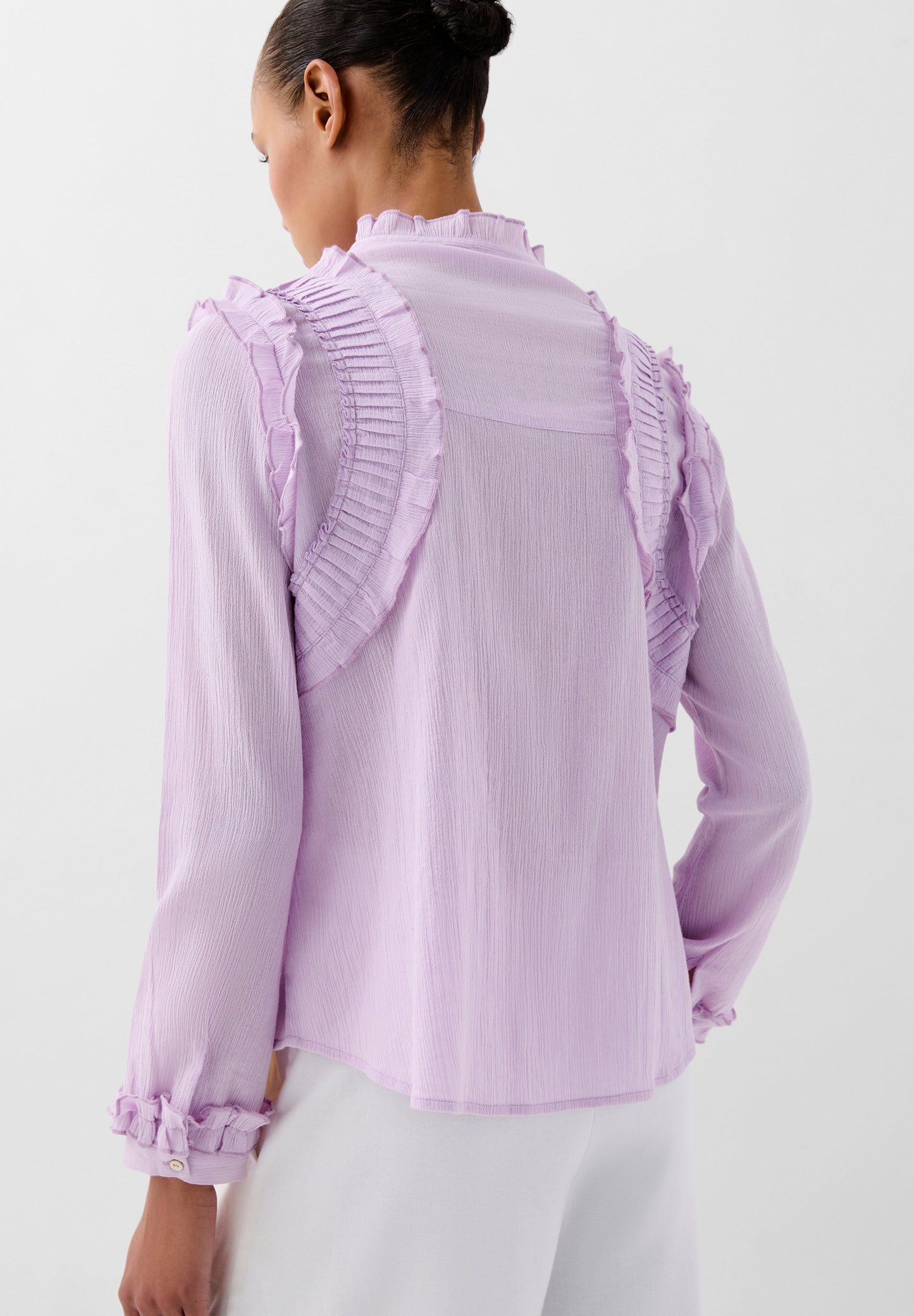 SHIRT WITH PLEATED GATHERED DETAILS
