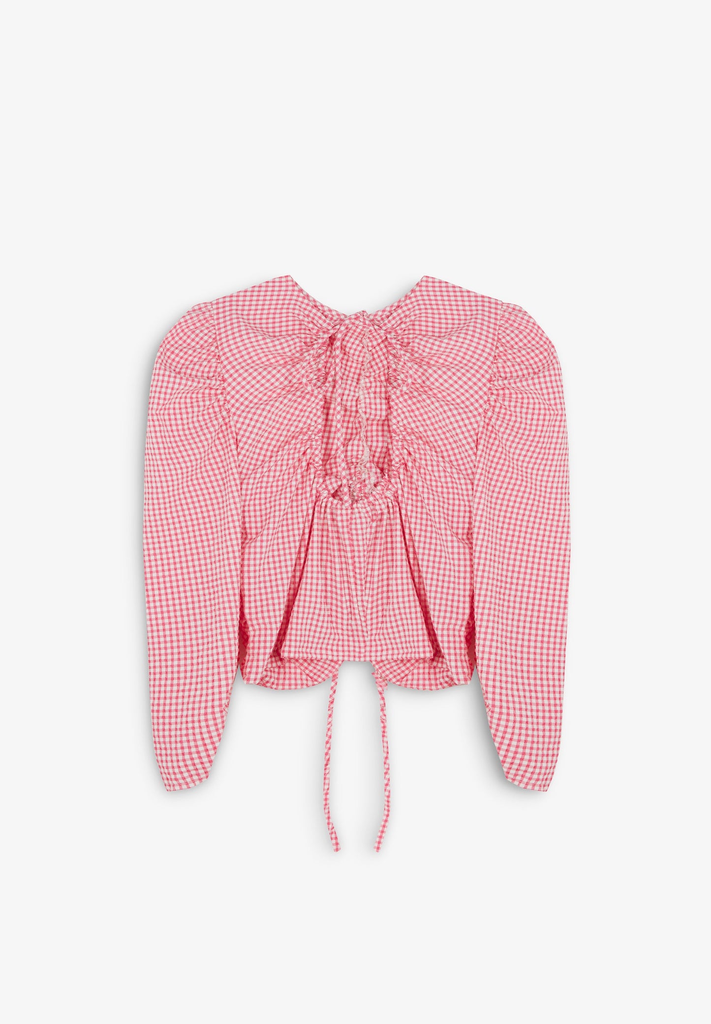 GATHERED GINGHAM BLOUSE WITH OPENING