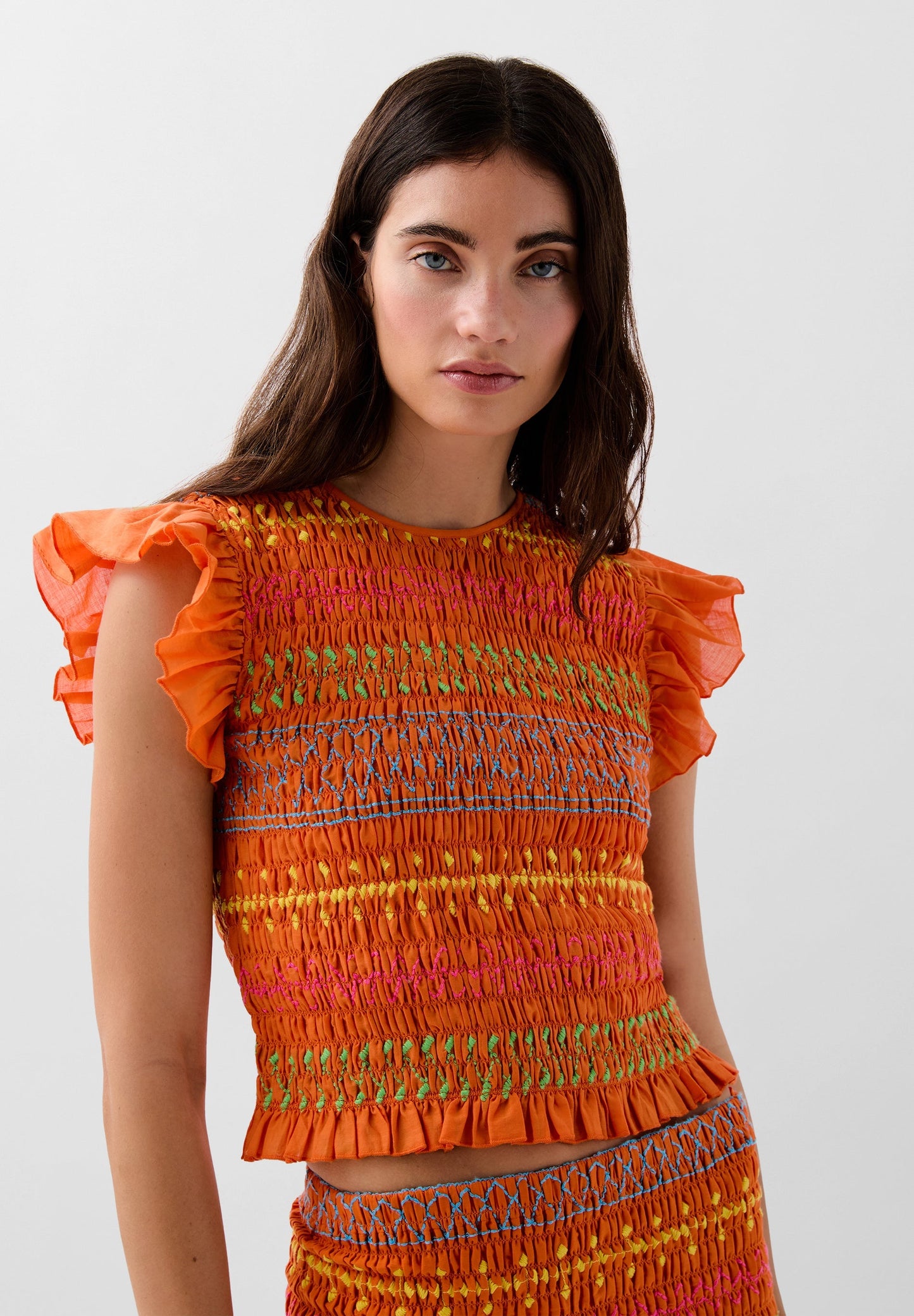 MULTICOLOURED SMOCKING TOP