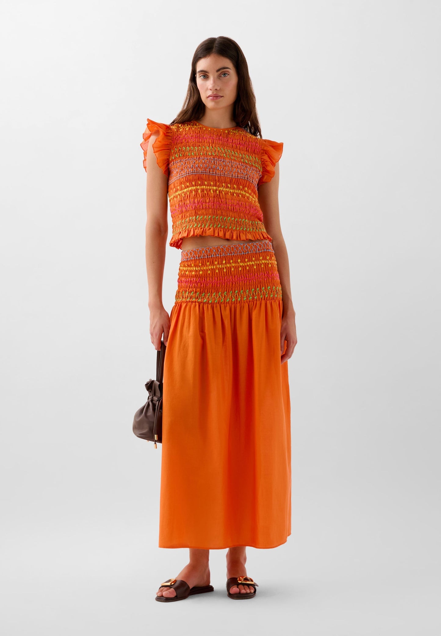 MULTICOLOURED SMOCKING TOP