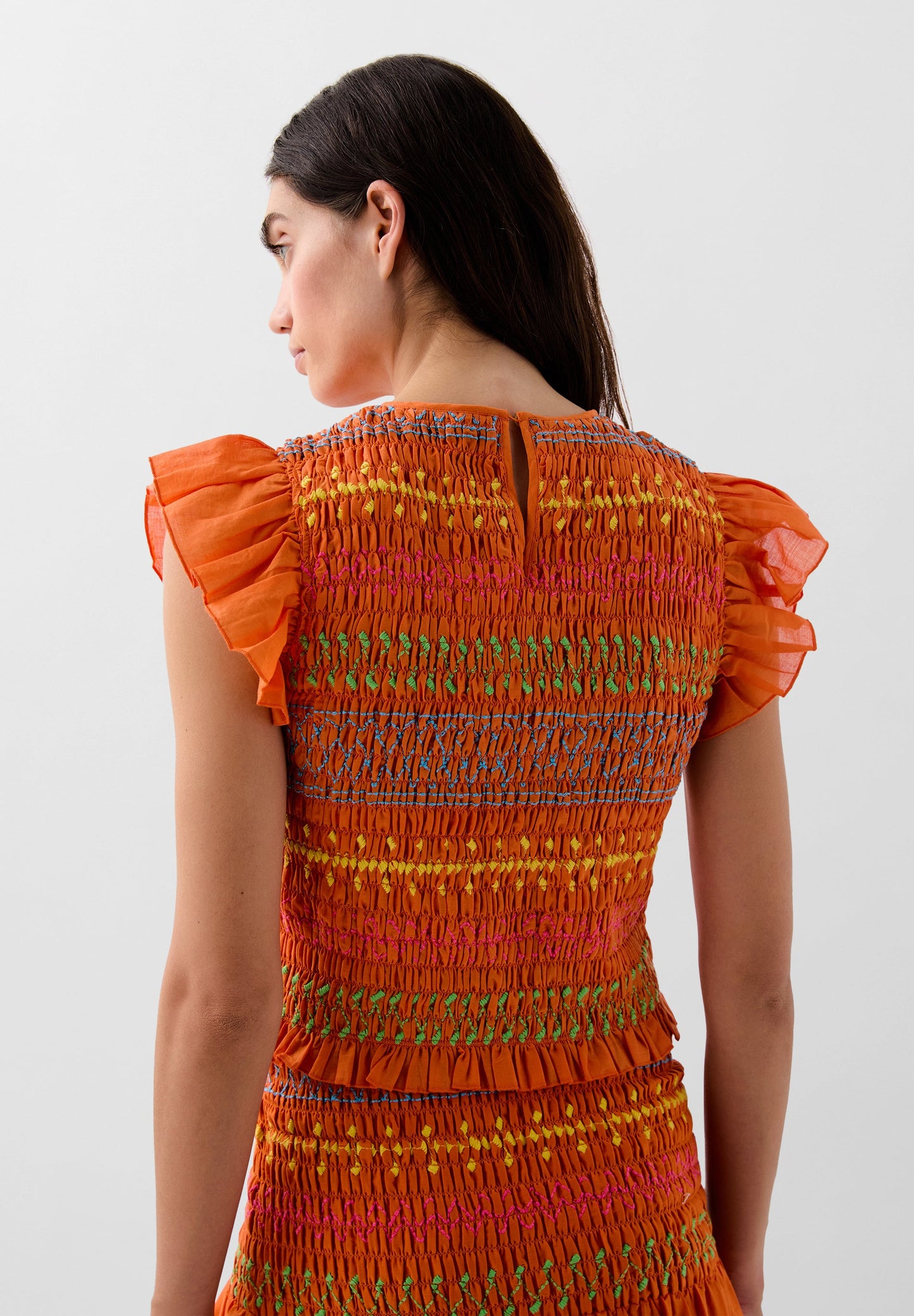 MULTICOLOURED SMOCKING TOP