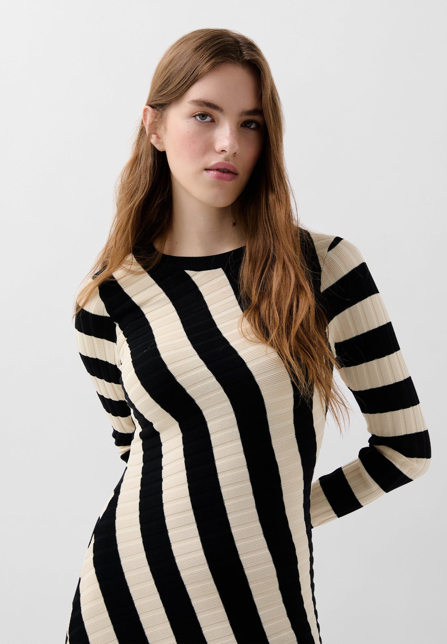 STRIPES LS KNIT DRESS