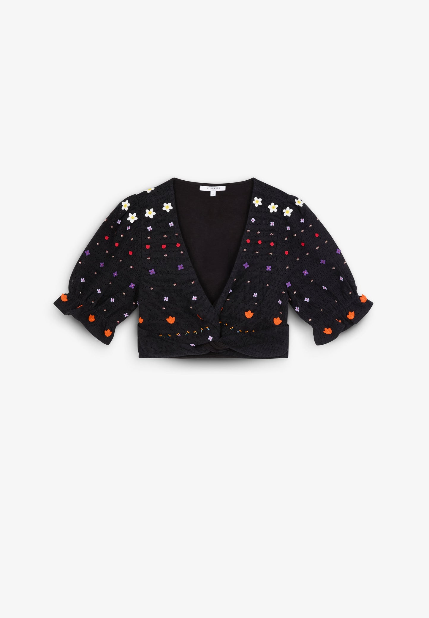 PUFF SLEEVE EMBROIDERED TOP