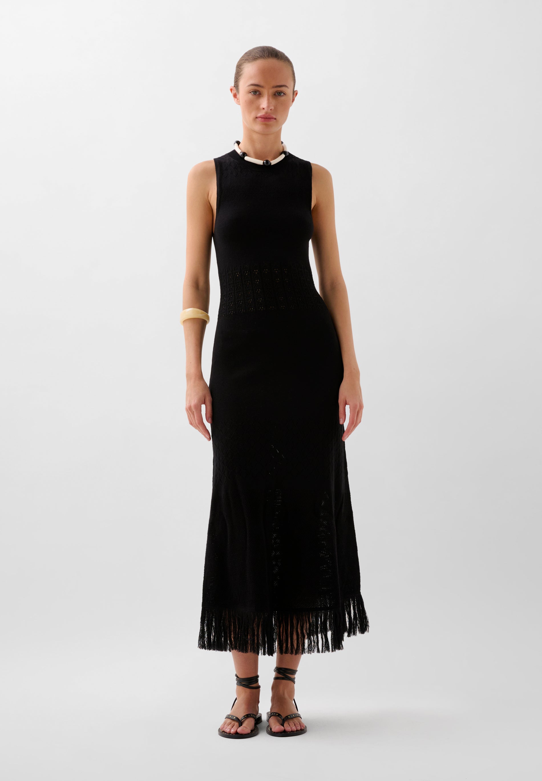 KNIT DRESS WITH FRINGING
