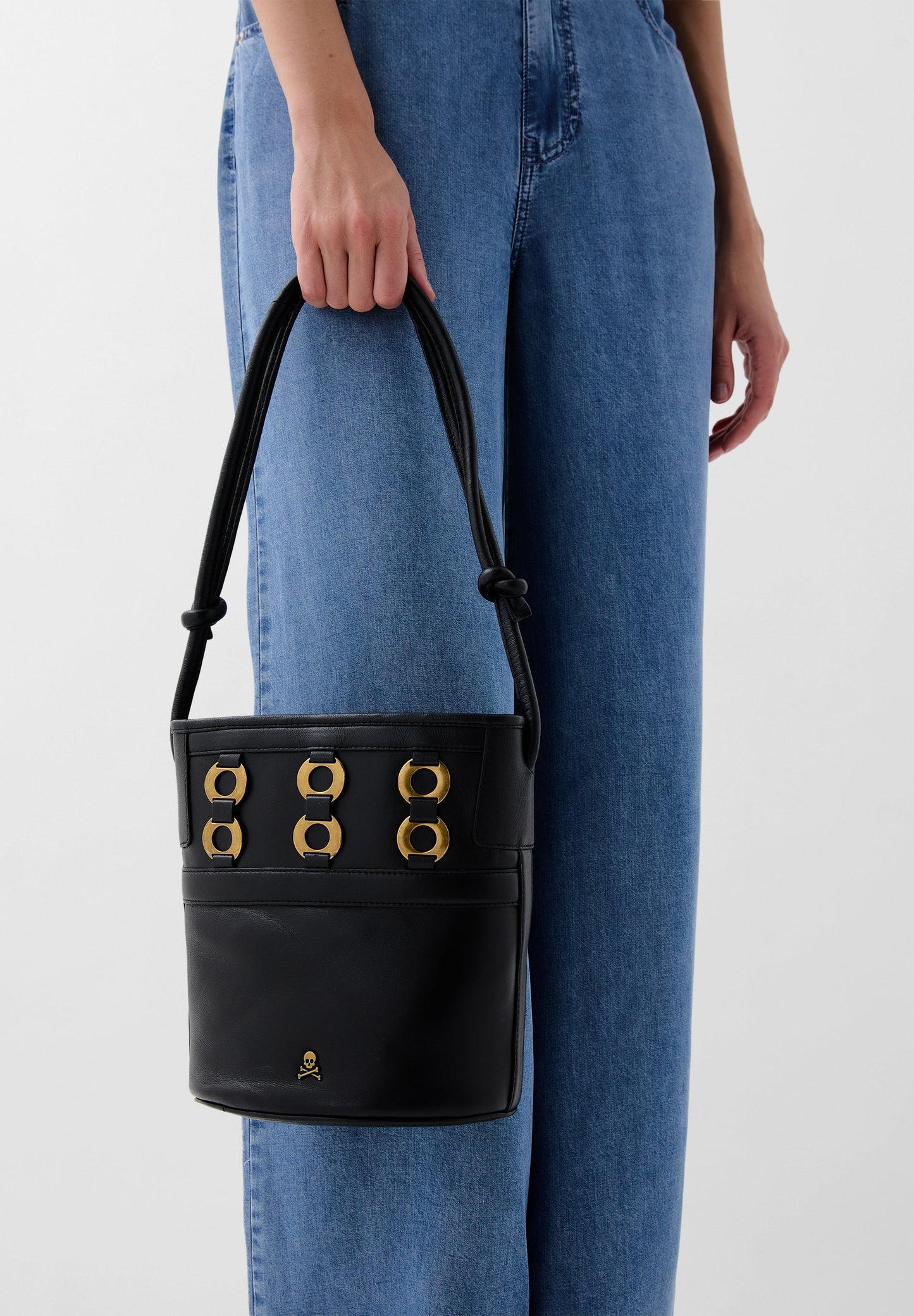 STUDDED LEATHER BUCKET BAG