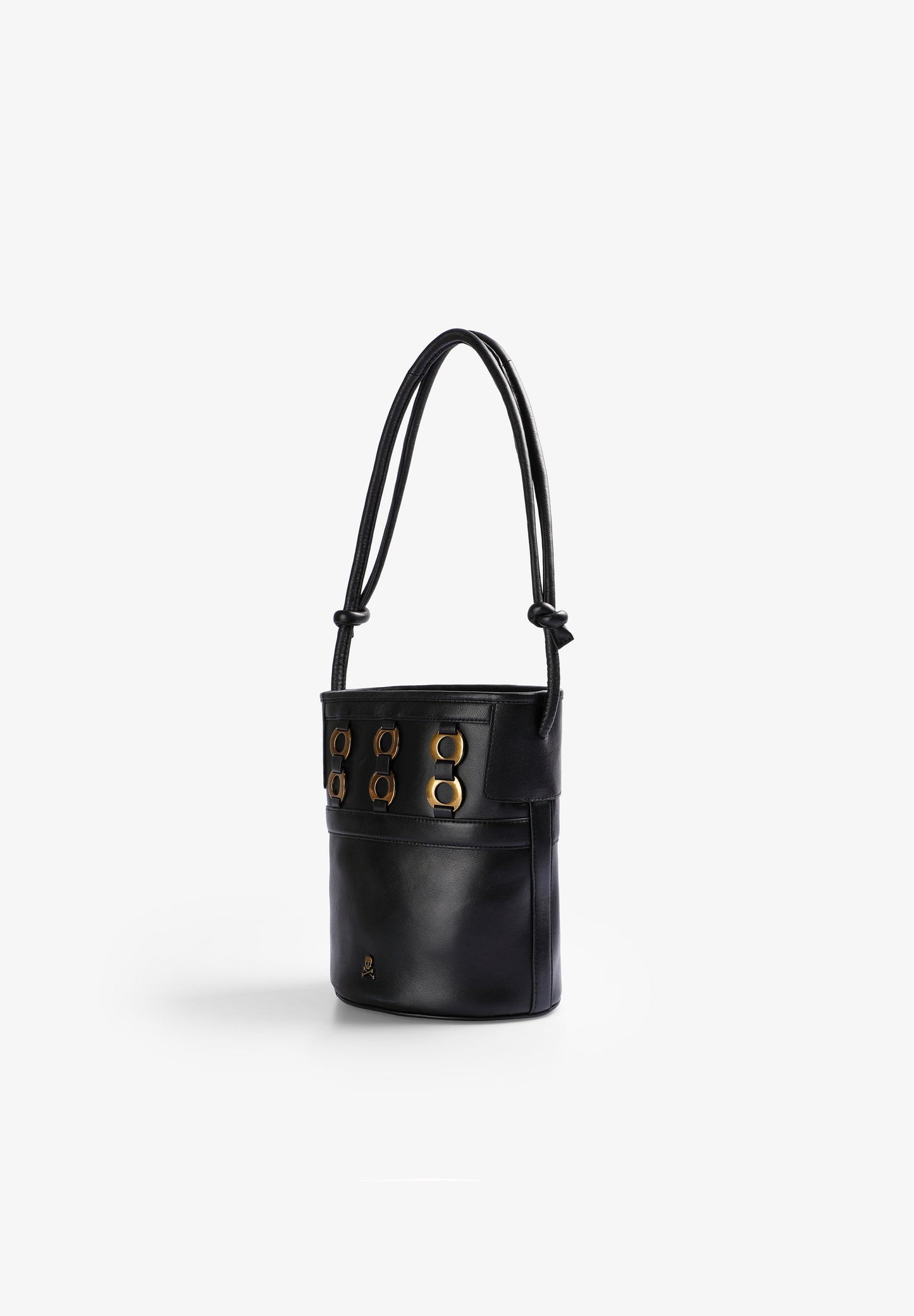 STUDDED LEATHER BUCKET BAG