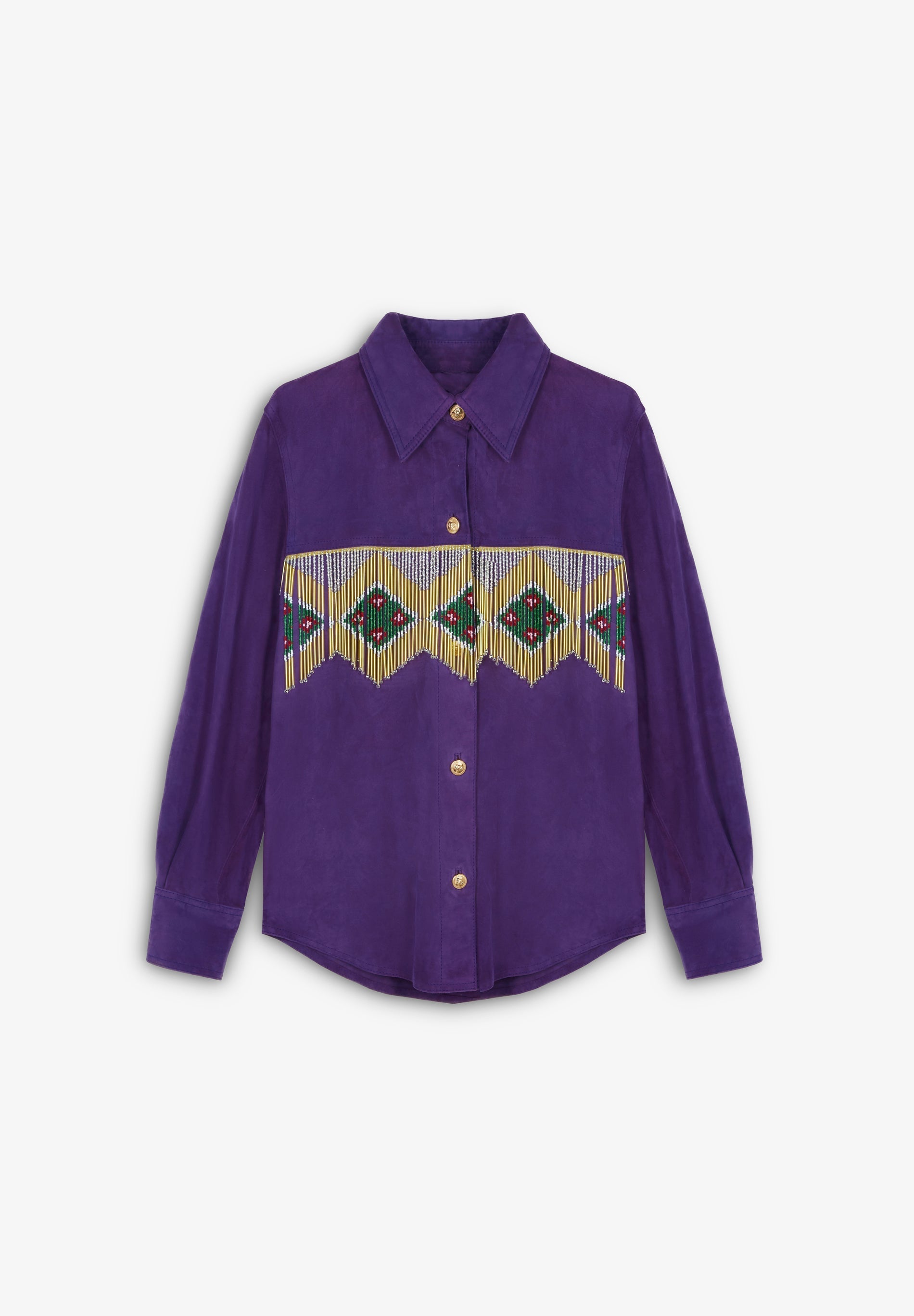 BEADED FRINGED SUEDE SHIRT