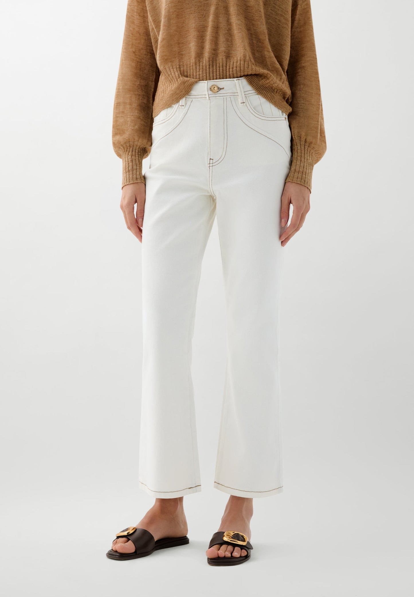 ANKLE JEANS WITH EMBROIDERED SUN