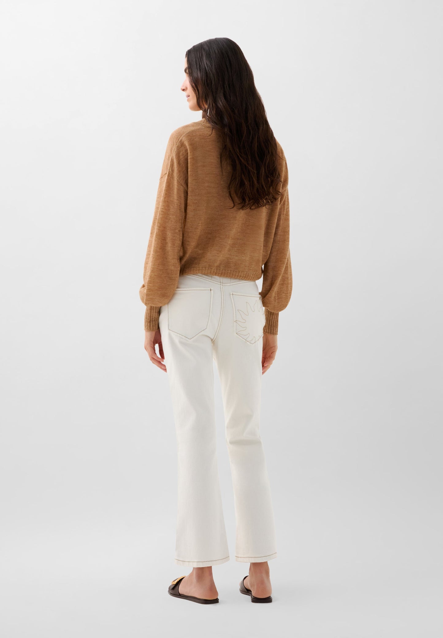 ANKLE JEANS WITH EMBROIDERED SUN