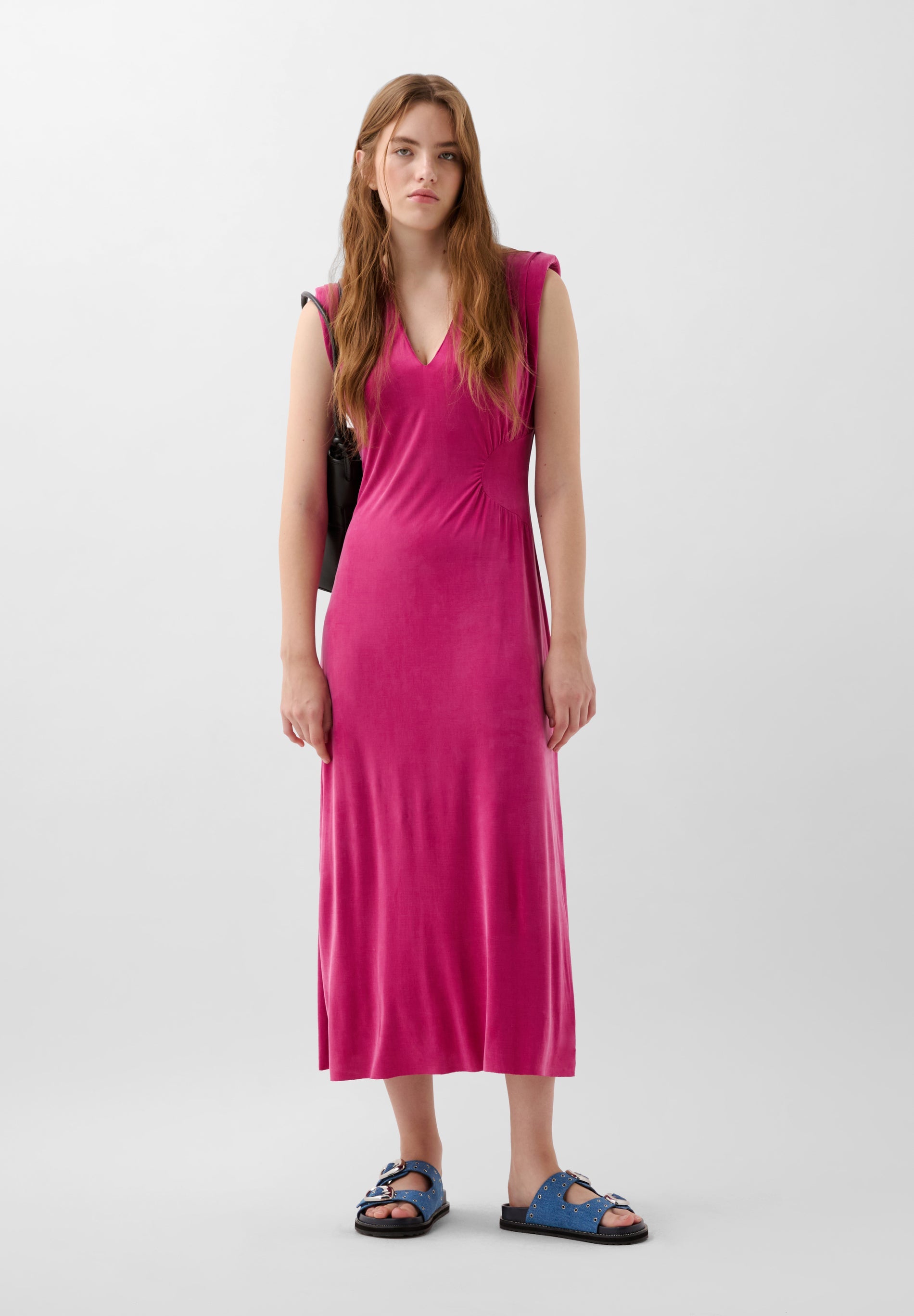 CUPRO DRESS WITH WAIST DETAIL