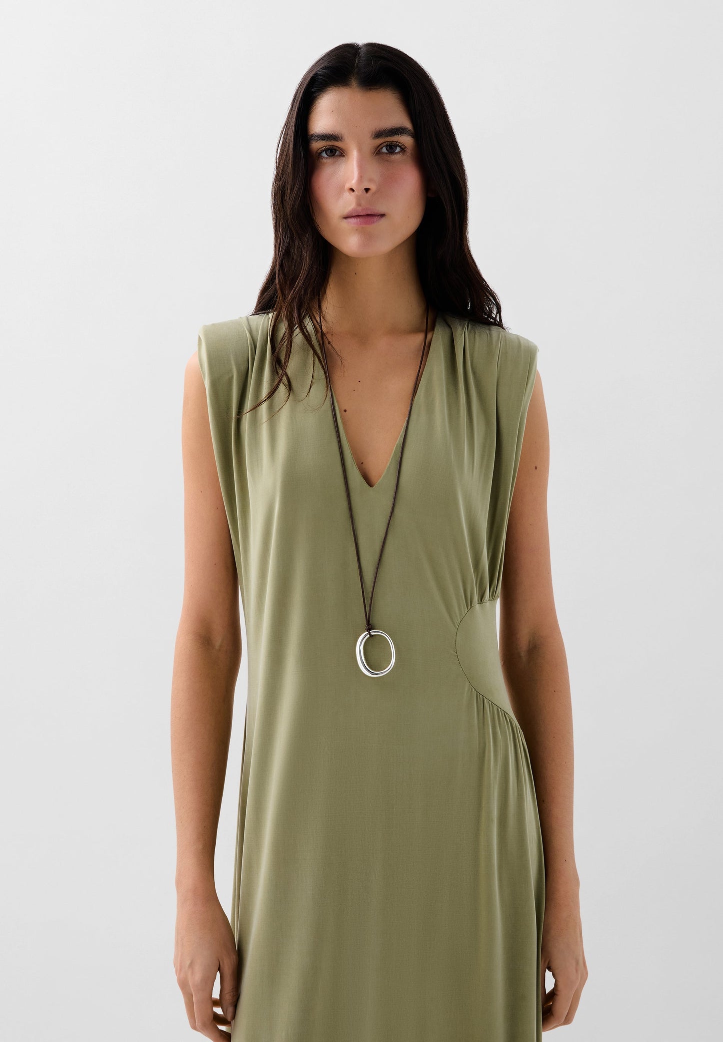 CUPRO DRESS WITH WAIST DETAIL